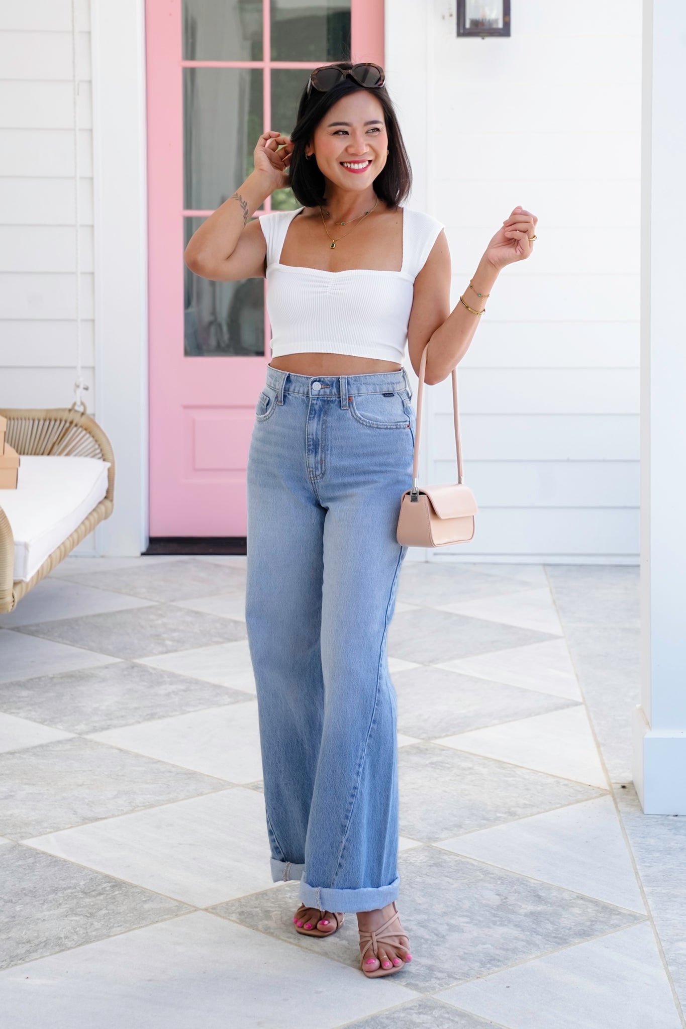 Ribbed Knit Sleeveless Sweetheart Neck Cropped Top