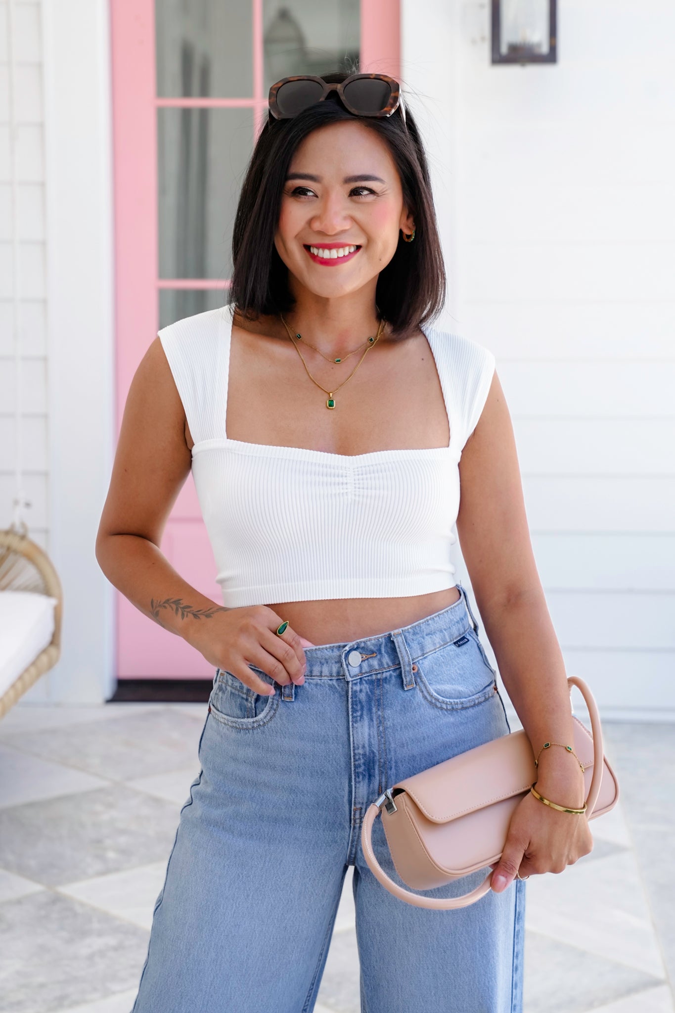 Ribbed Knit Sleeveless Sweetheart Neck Cropped Top