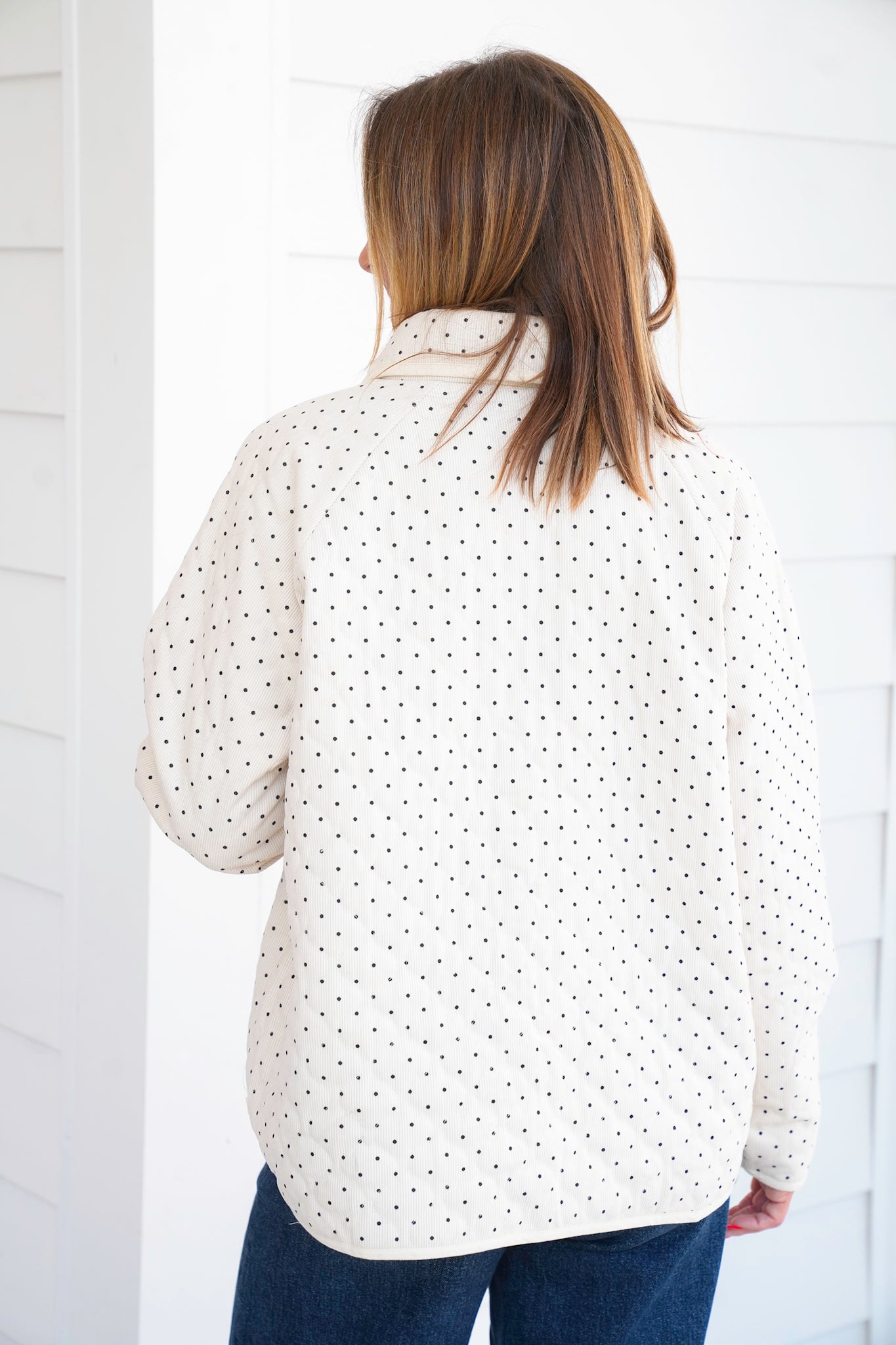 Polka Dot Quilted Long Sleeve Jacket