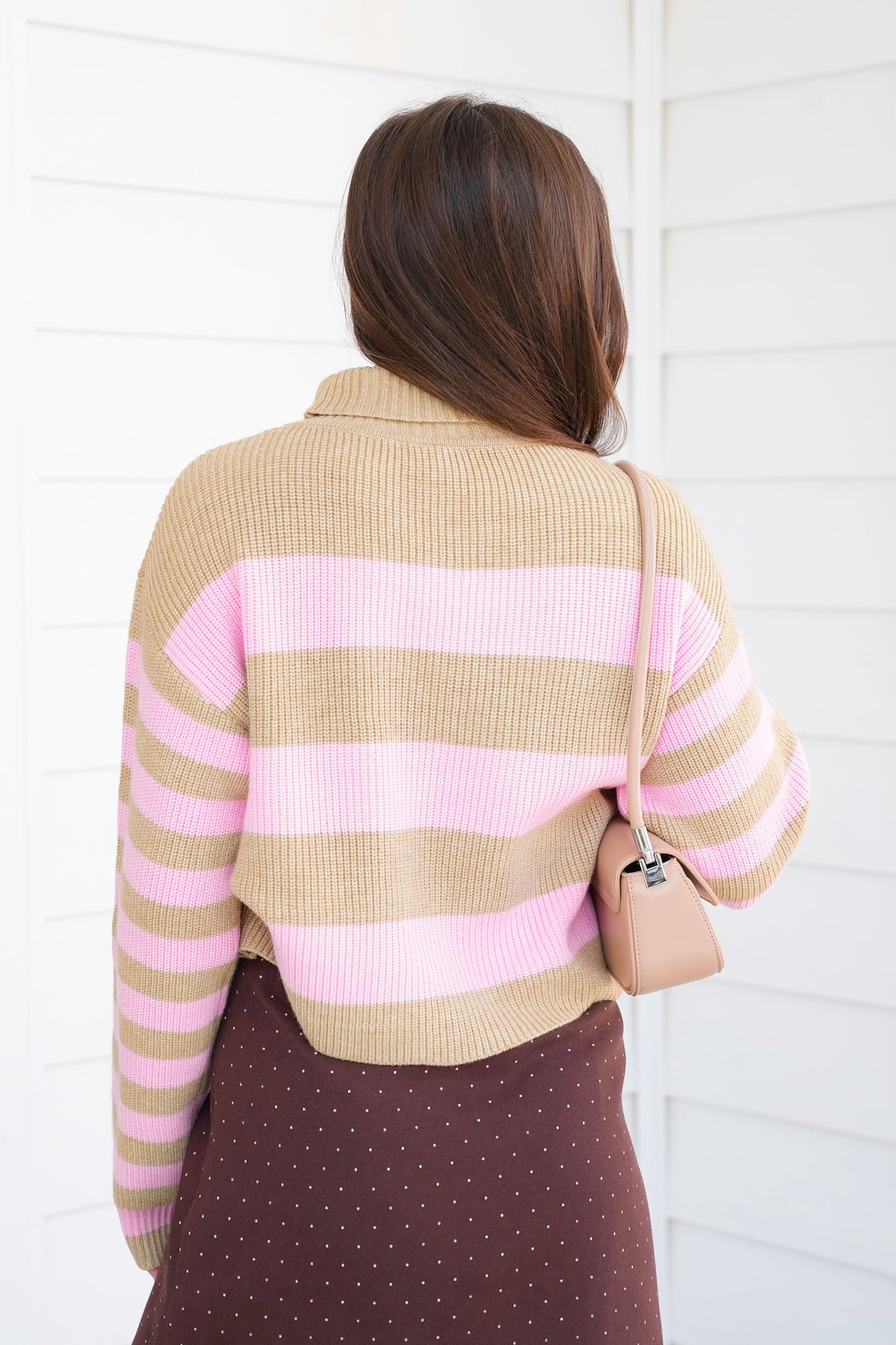 Striped Long Sleeve Mock Neck Sweater