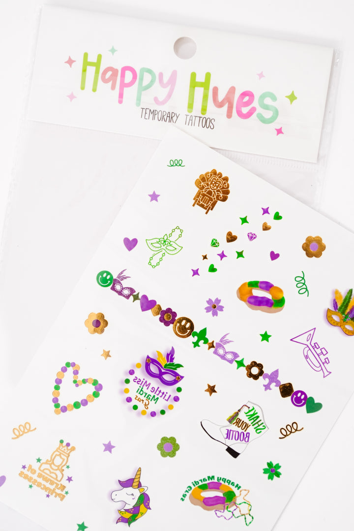 Happy Hues Tattoos Mardi Gras Little Miss Temporary Tattoos Sheet