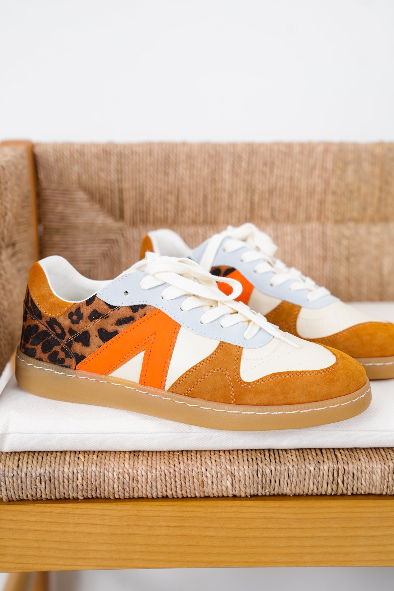 MIA Low Top Sneaker with Suede and Leopard Print Detailing