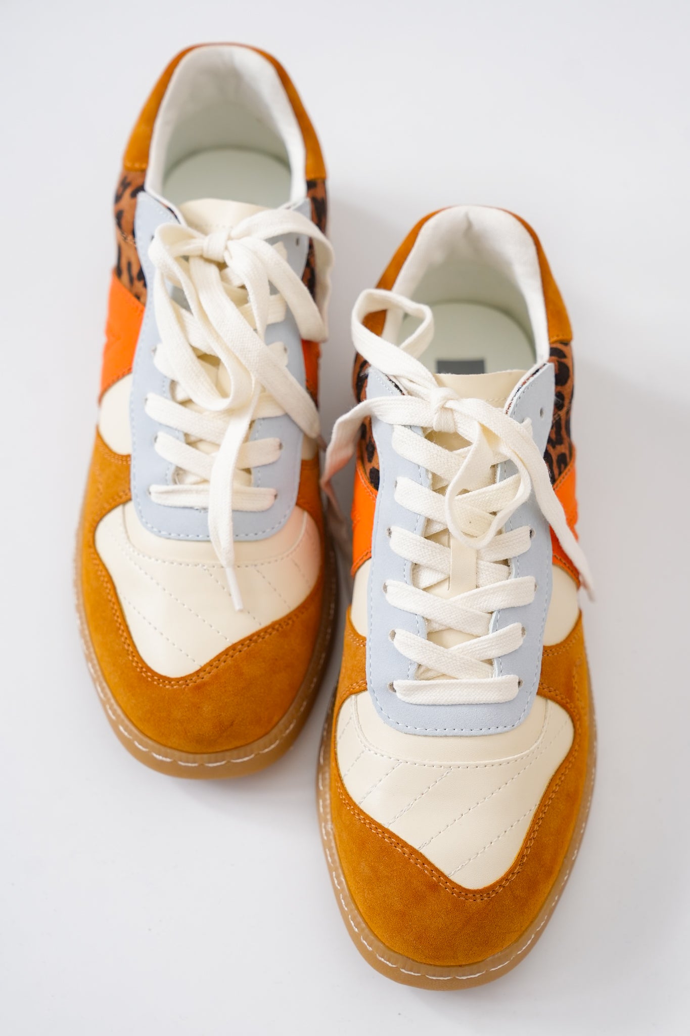 MIA Low Top Sneaker with Suede and Leopard Print Detailing
