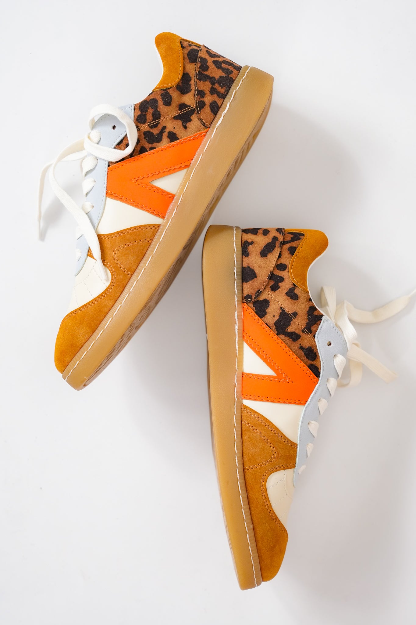 MIA Low Top Sneaker with Suede and Leopard Print Detailing