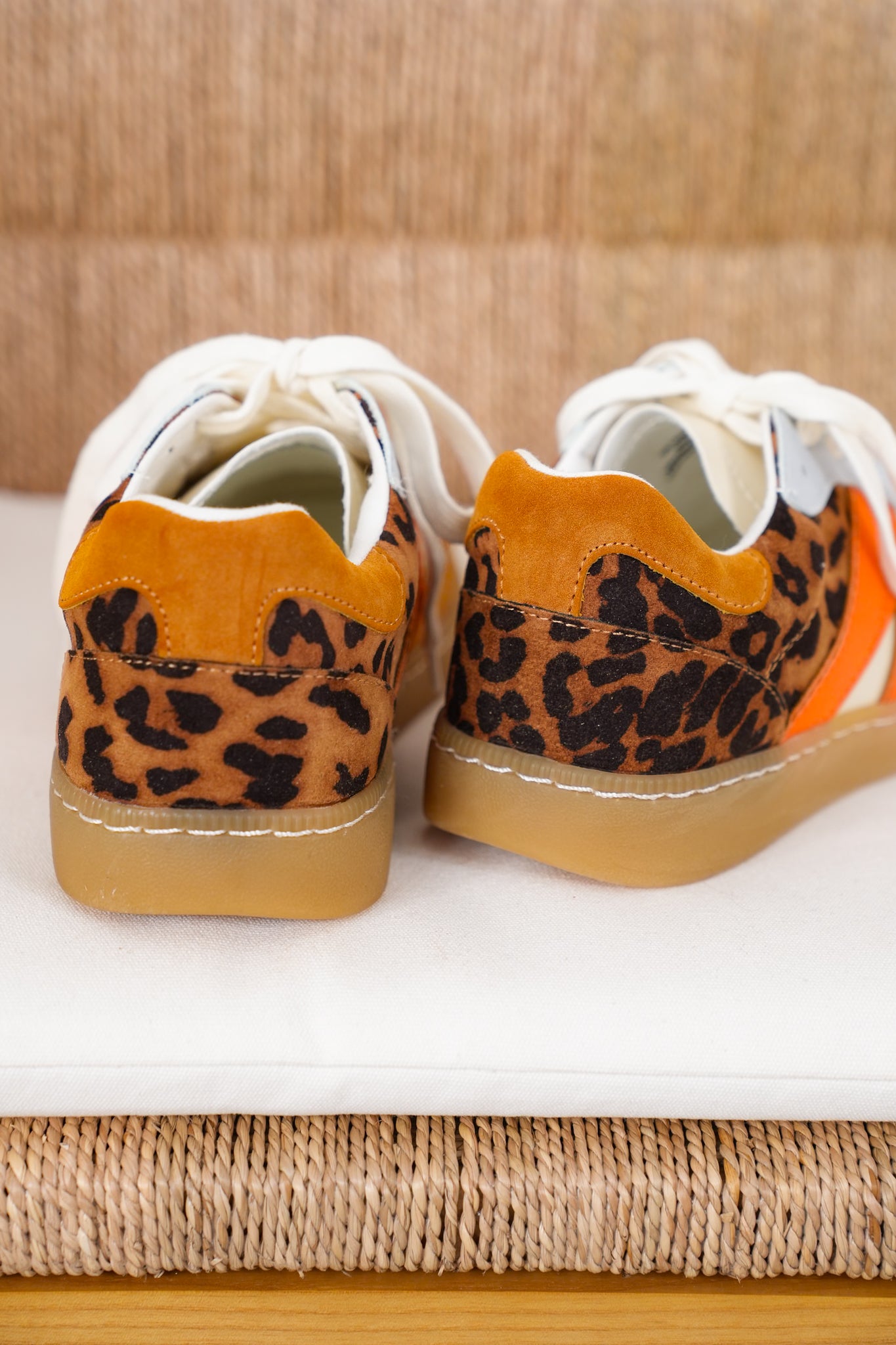 MIA Low Top Sneaker with Suede and Leopard Print Detailing