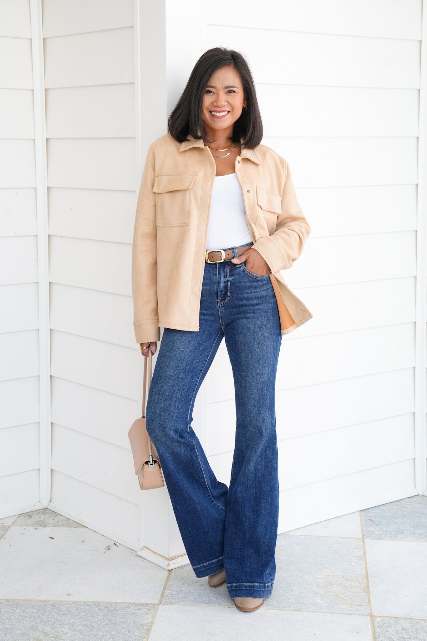 Suede Long Sleeve Button Down Shacket
