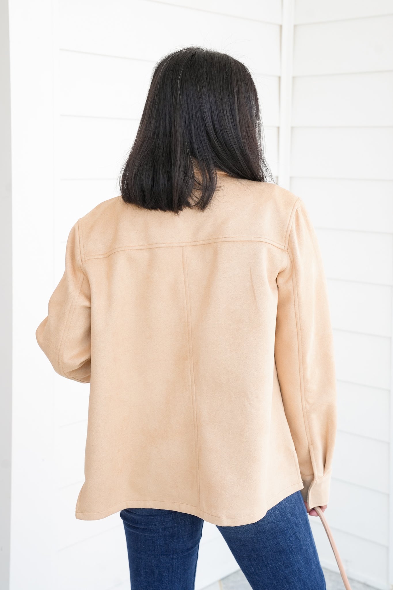 Suede Long Sleeve Button Down Shacket