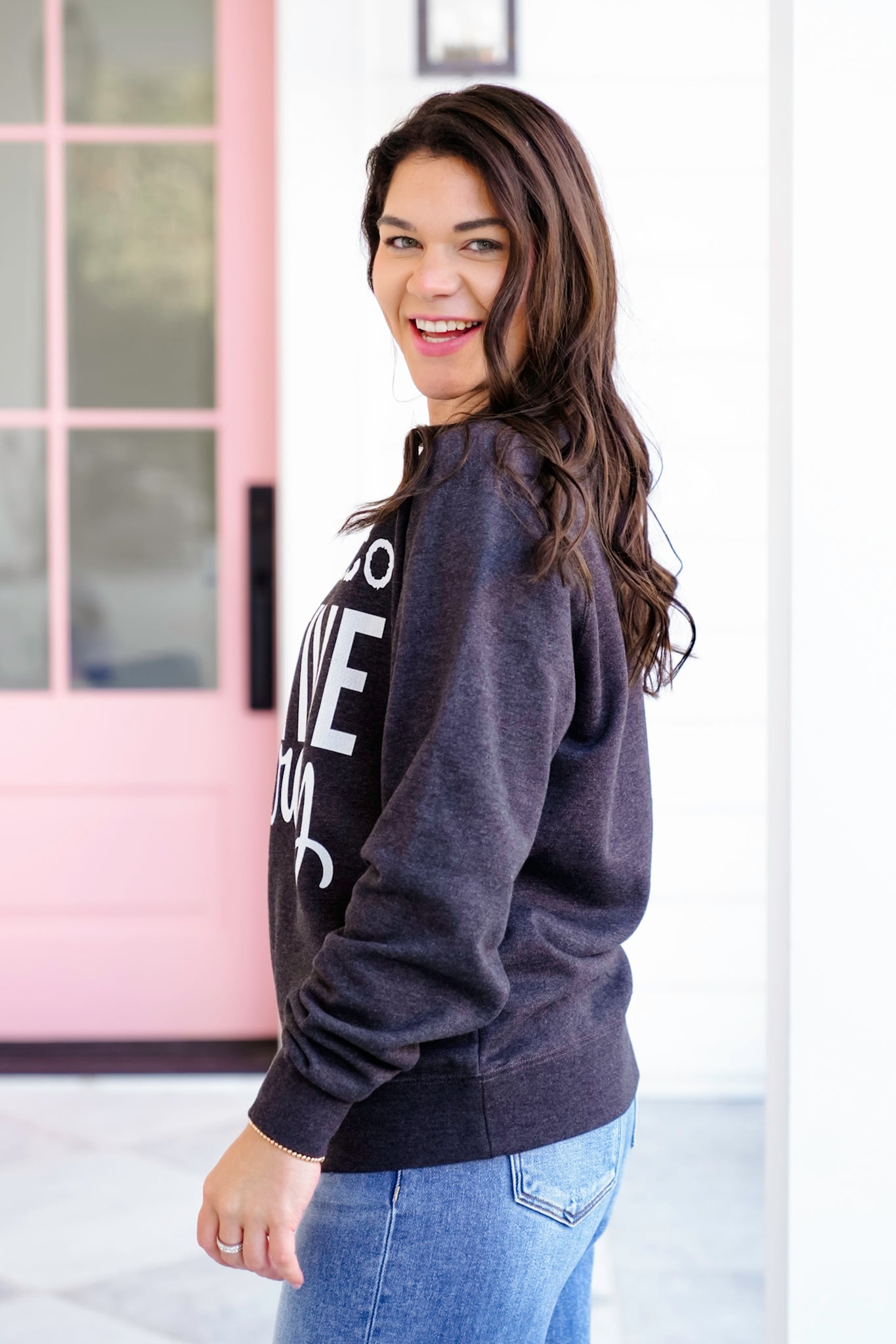 Plus/Reg Long Sleeve "Negative Energy" Graphic Sweatshirt