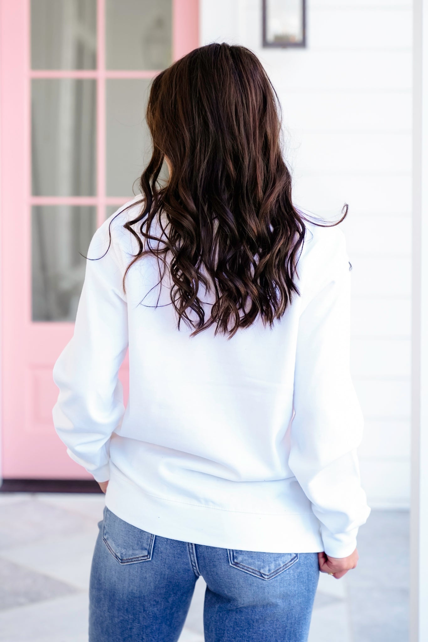 Plus/Reg Long Sleeve "Just Be Happy" Graphic Sweatshirt
