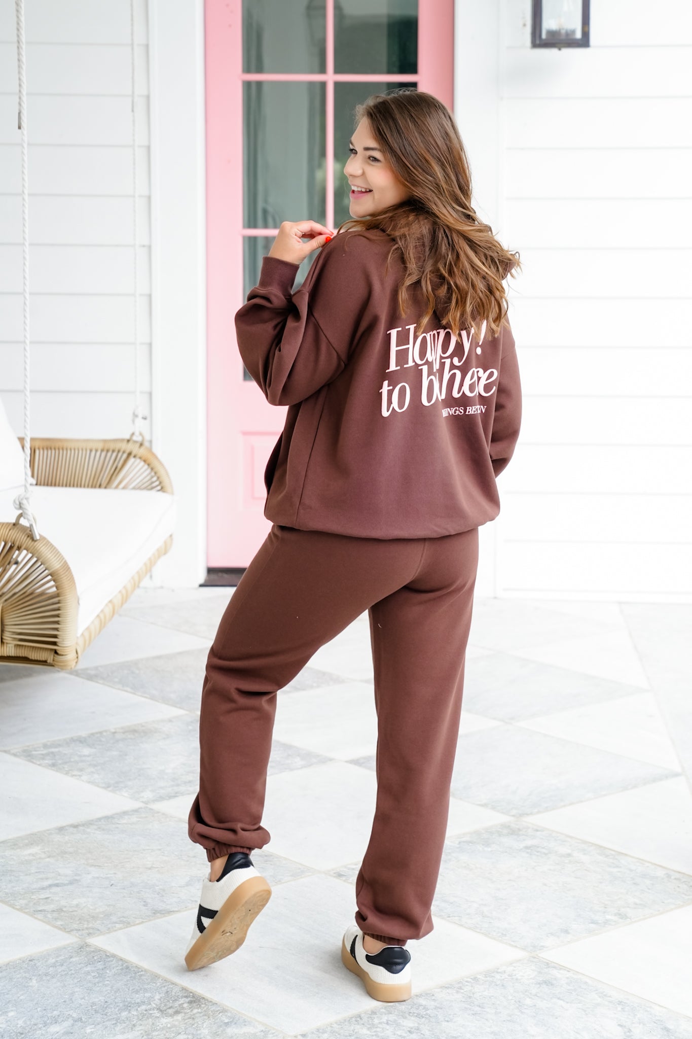 Long Sleeve "Happy to Be Here" Hoodie and Pants Set