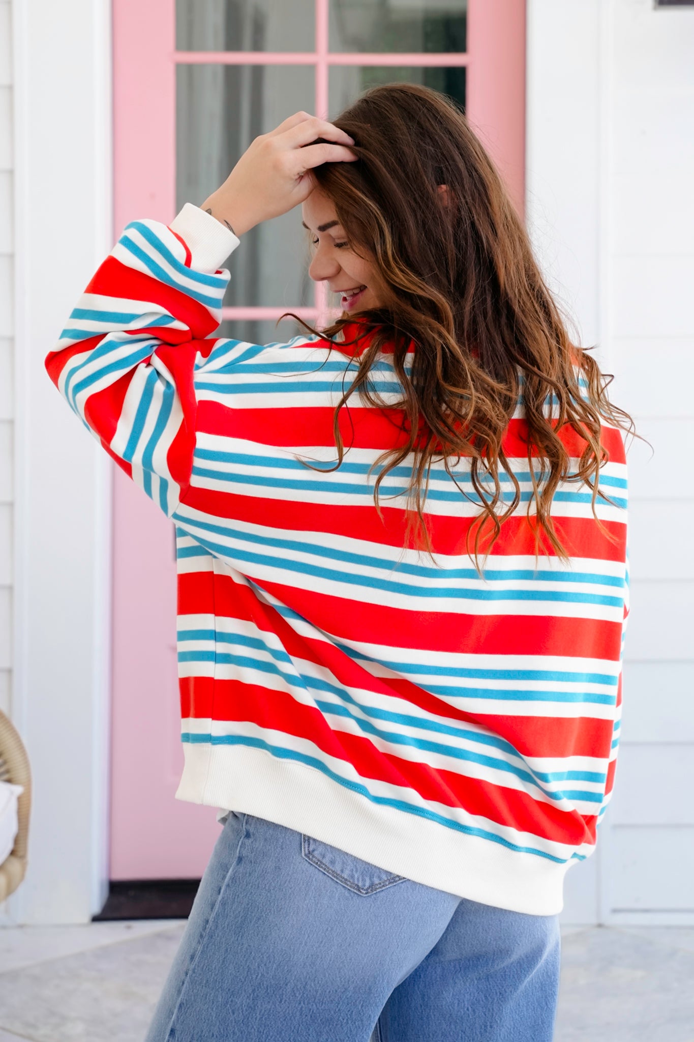 Restock! Stripe Long Sleeve Crew Neck Sweatshirt
