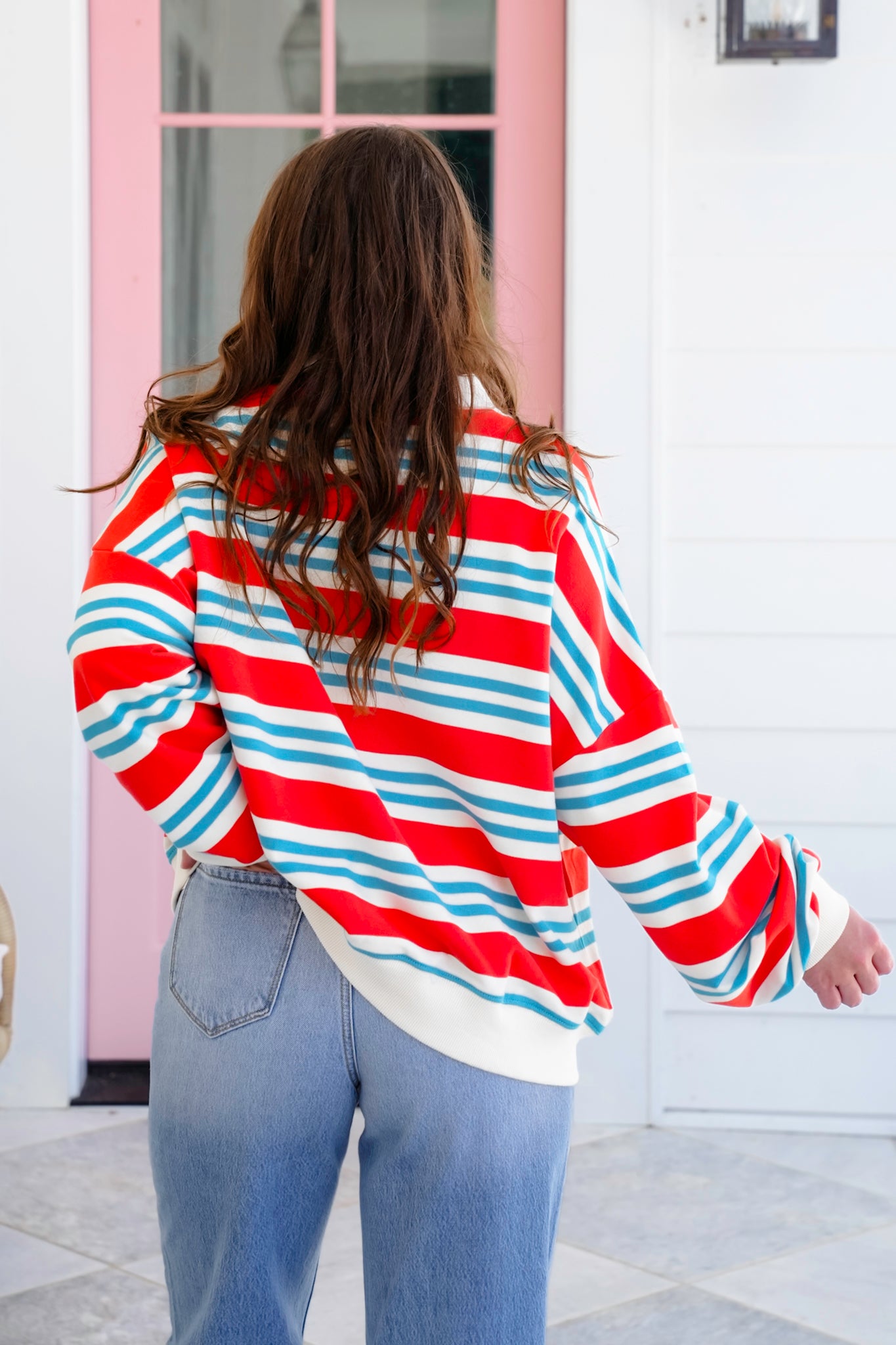 Restock! Stripe Long Sleeve Crew Neck Sweatshirt
