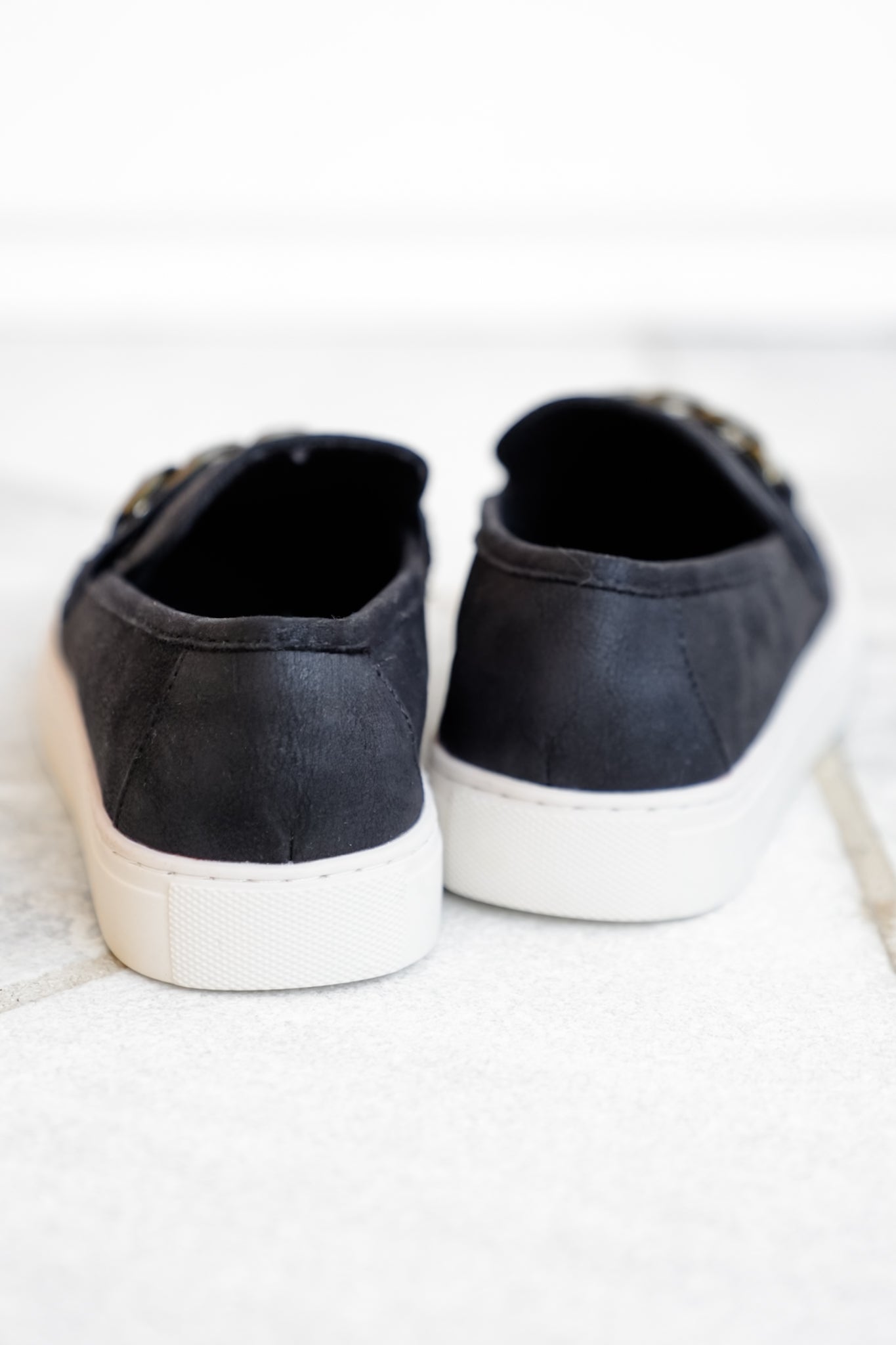 Corky's "Chain Reaction" Vegan Leather Slip On Loafer with Chunky Gold Chain
