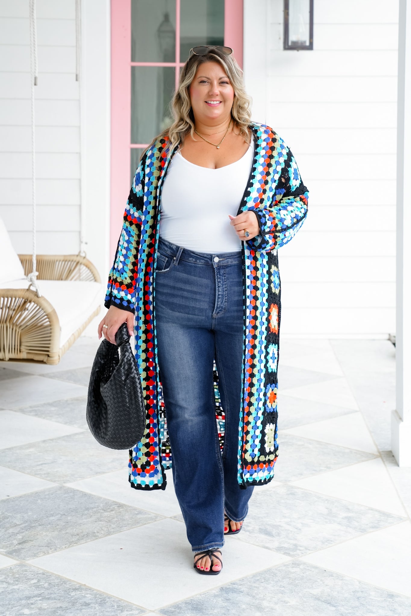 Restock! POL Multi Color Crochet Open Cardigan