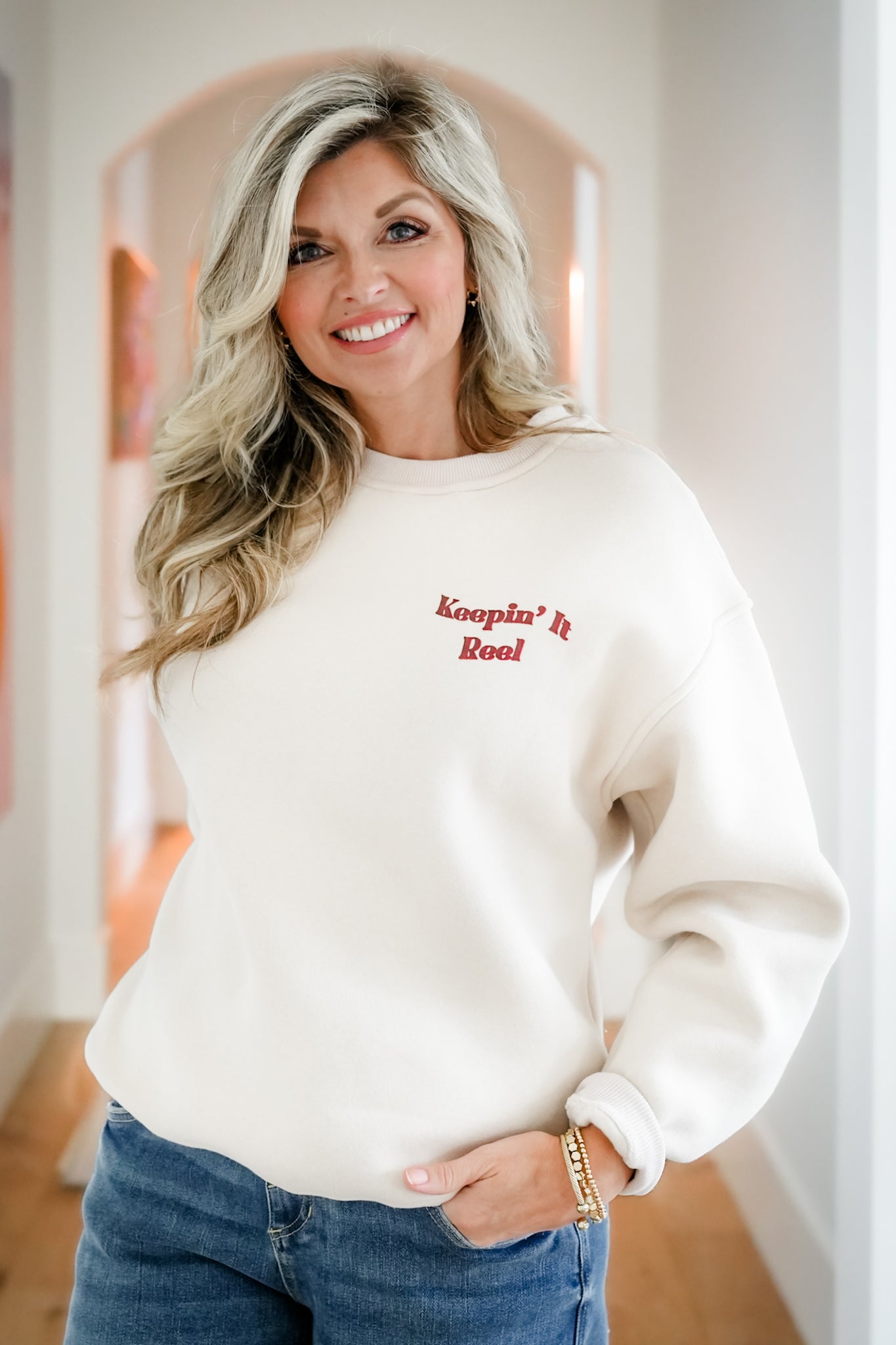 Long Sleeve "Keepin It Reel" Graphic Sweatshirt