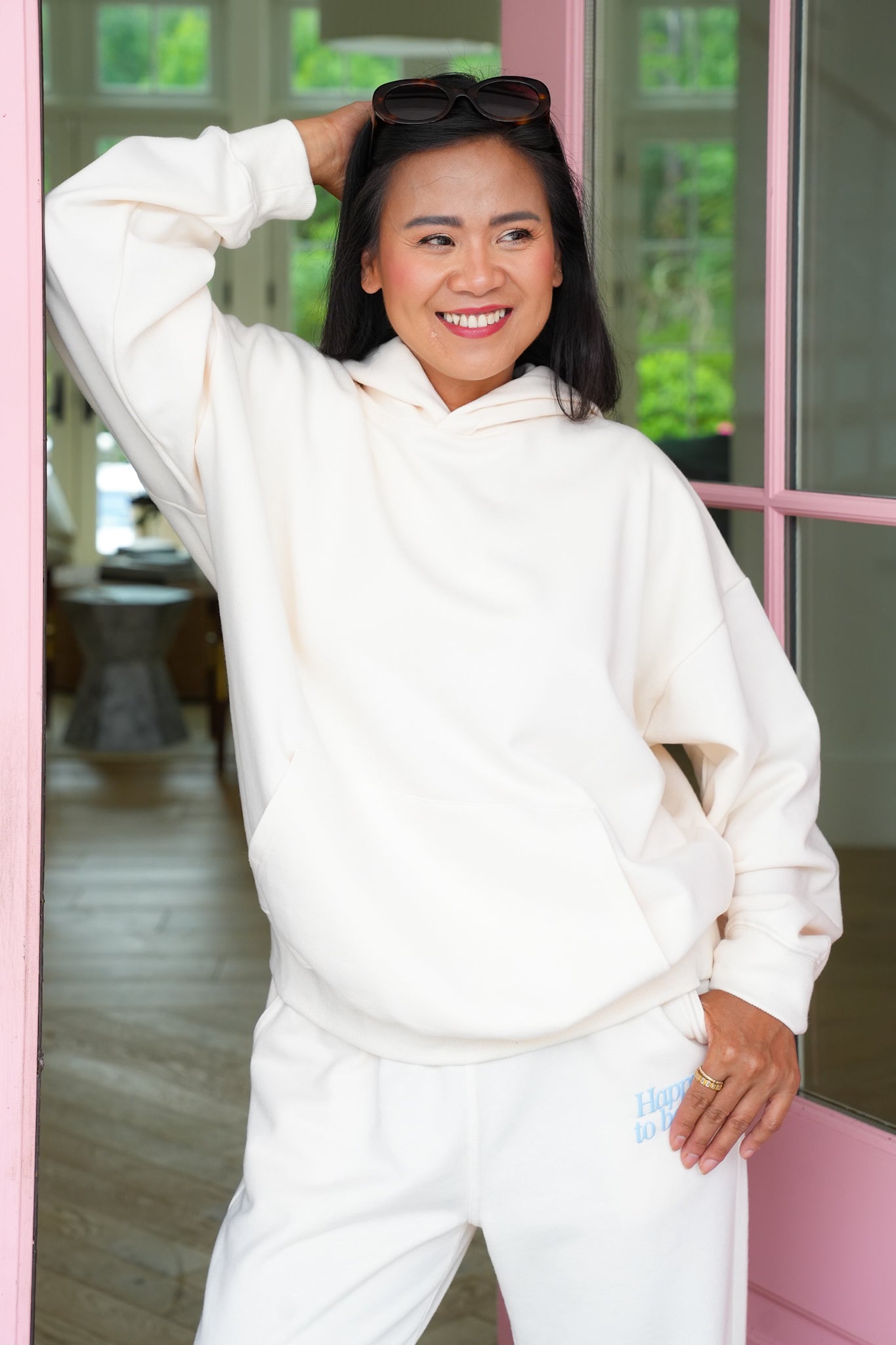 Long Sleeve "Happy to Be Here" Hoodie and Pants Set