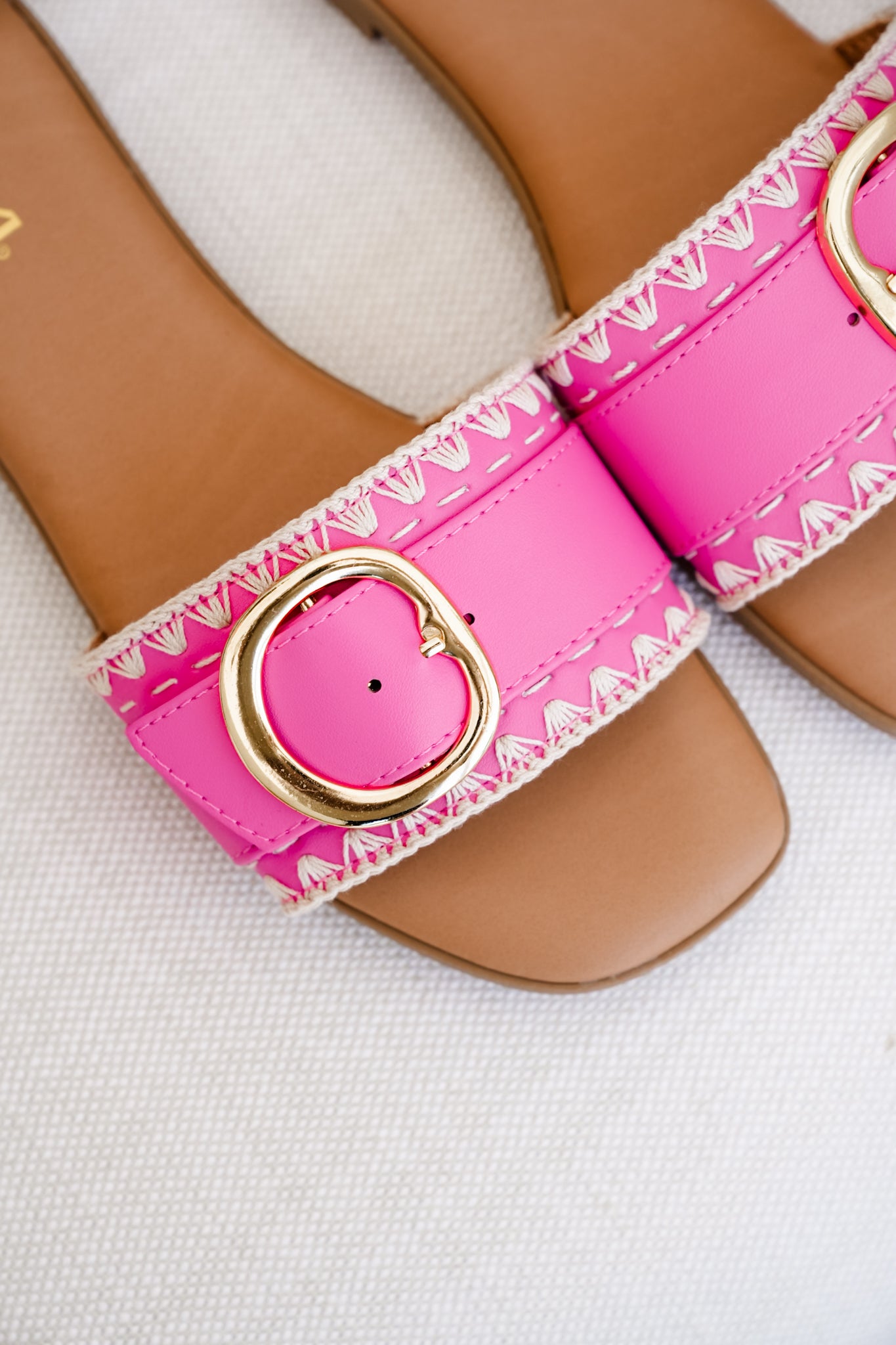 Flat Slide Sandals with Buckle Accent