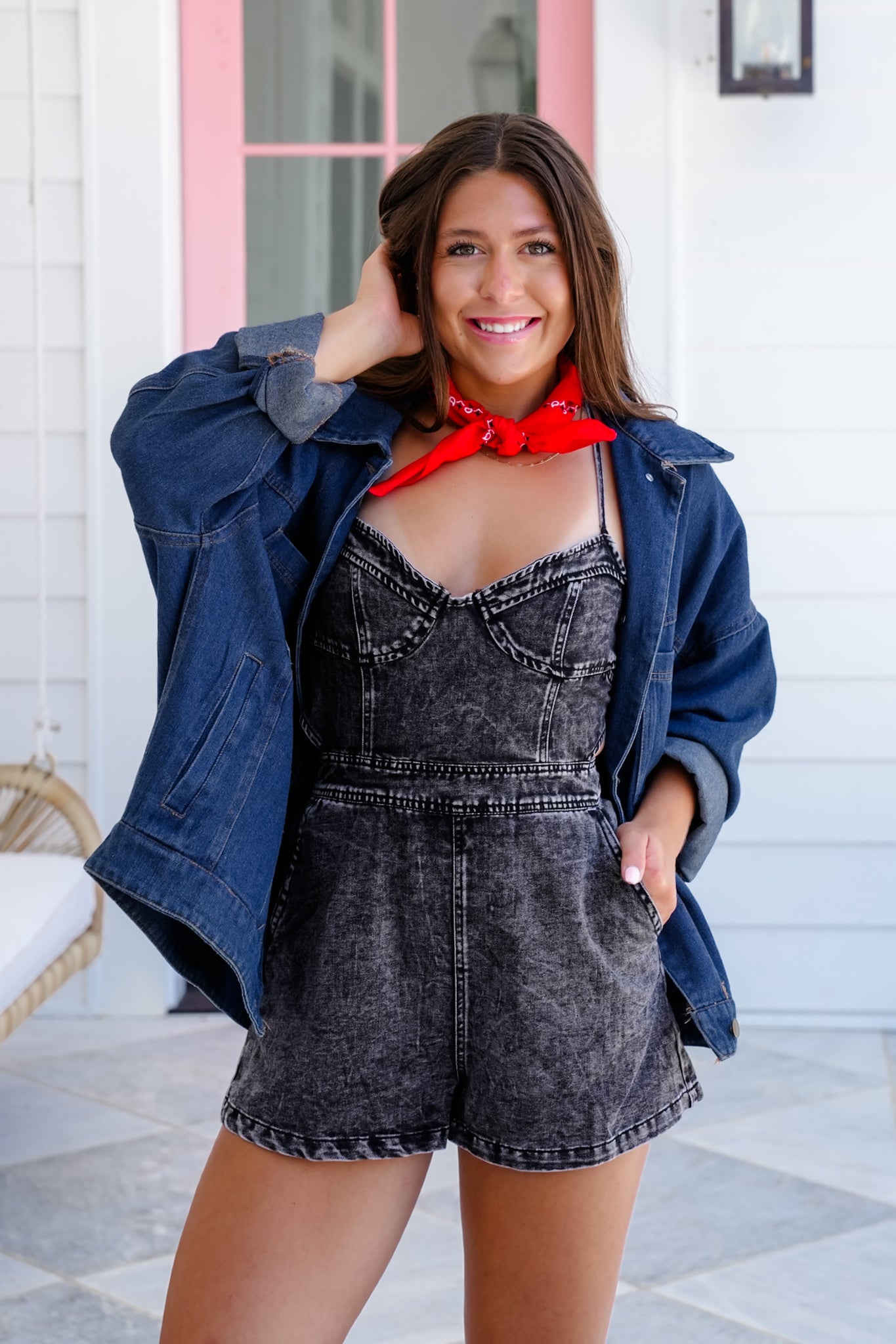 Sleeveless Romper with Criss Cross Back Detail