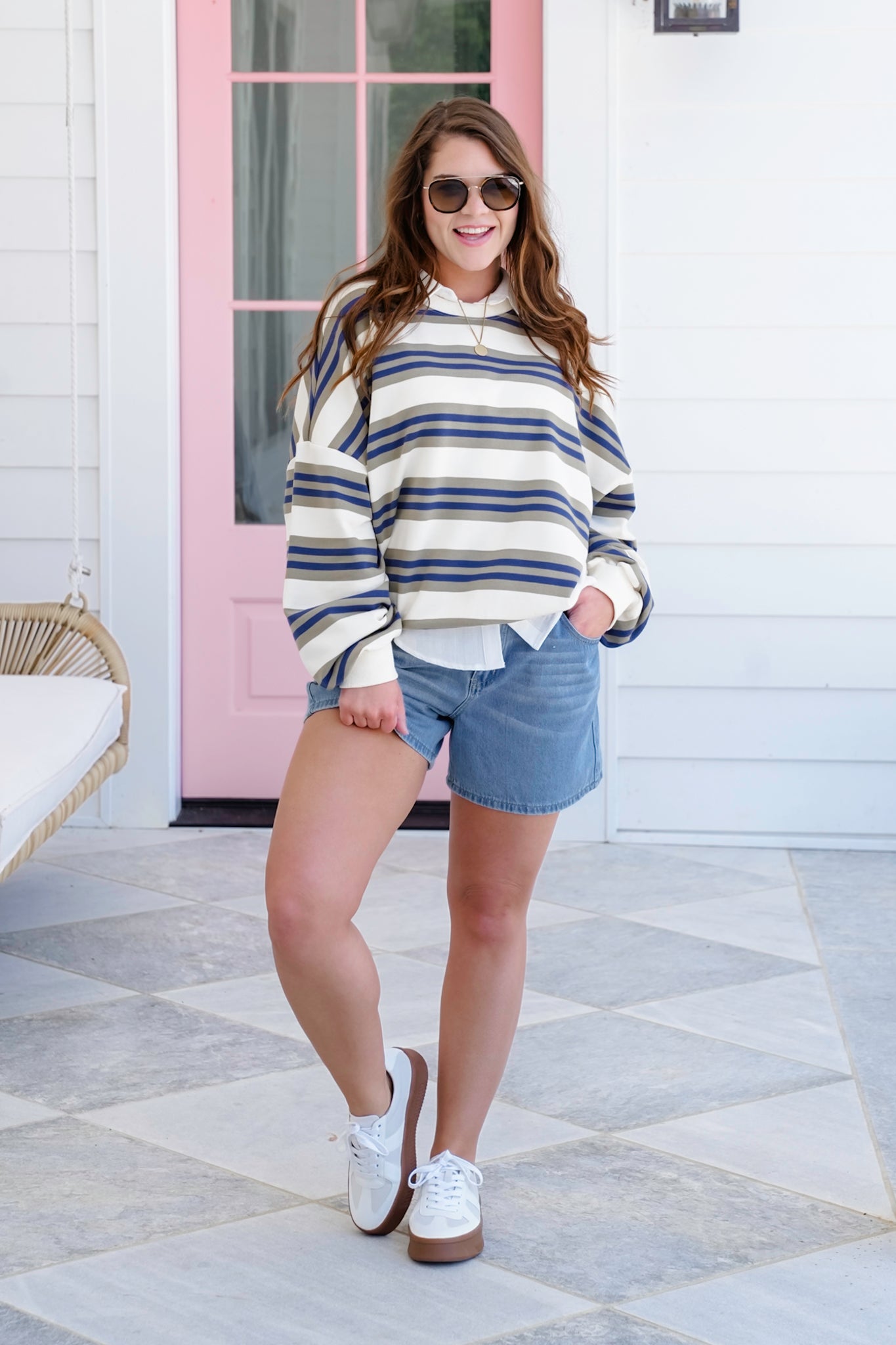 Restock! Stripe Long Sleeve Crew Neck Sweatshirt
