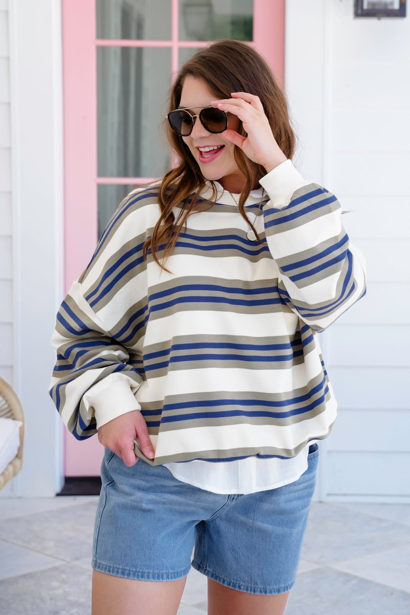 Restock! Stripe Long Sleeve Crew Neck Sweatshirt