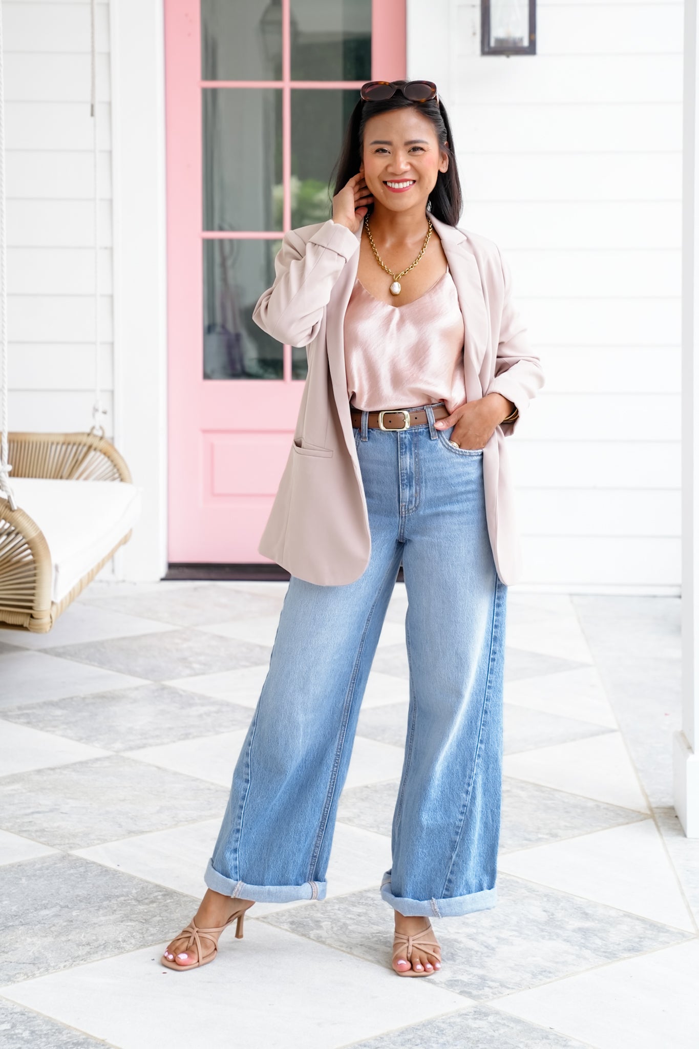 Solid Satin V Neck Camisole Top