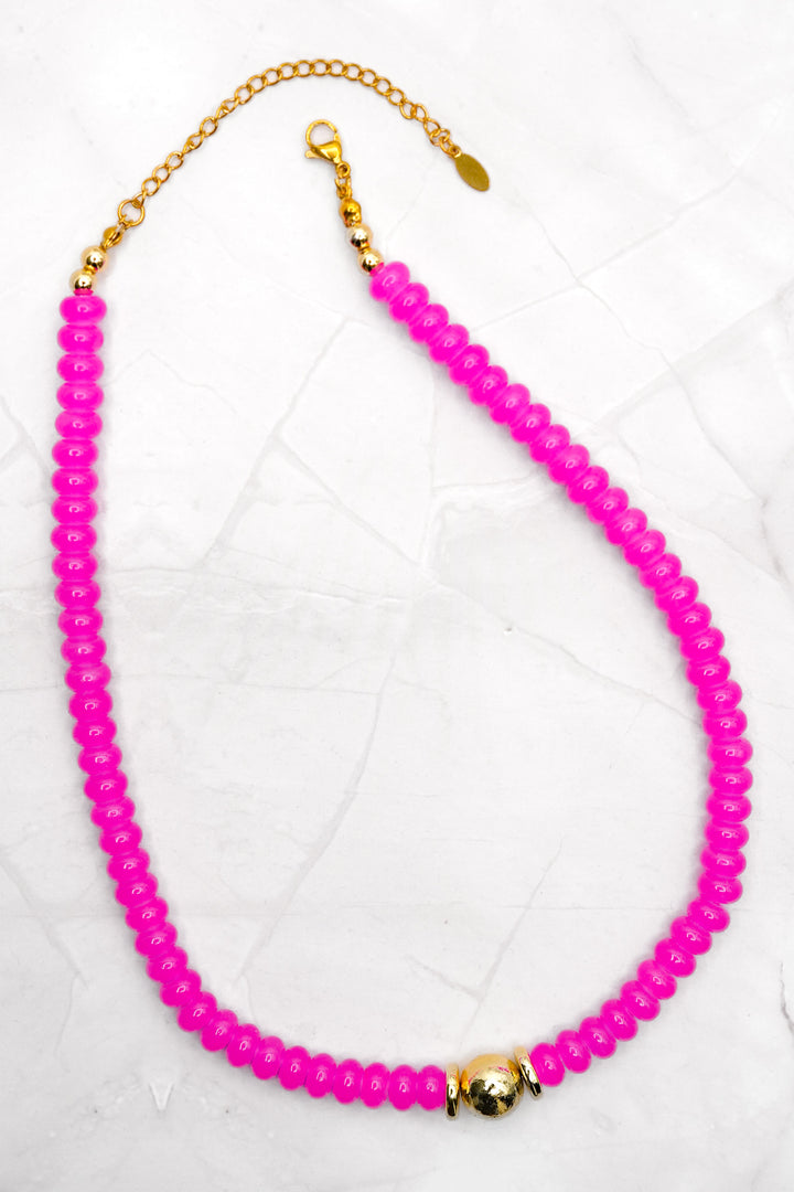 Treasure Jewels Pink Pop Beaded Necklace - Freckled Poppy