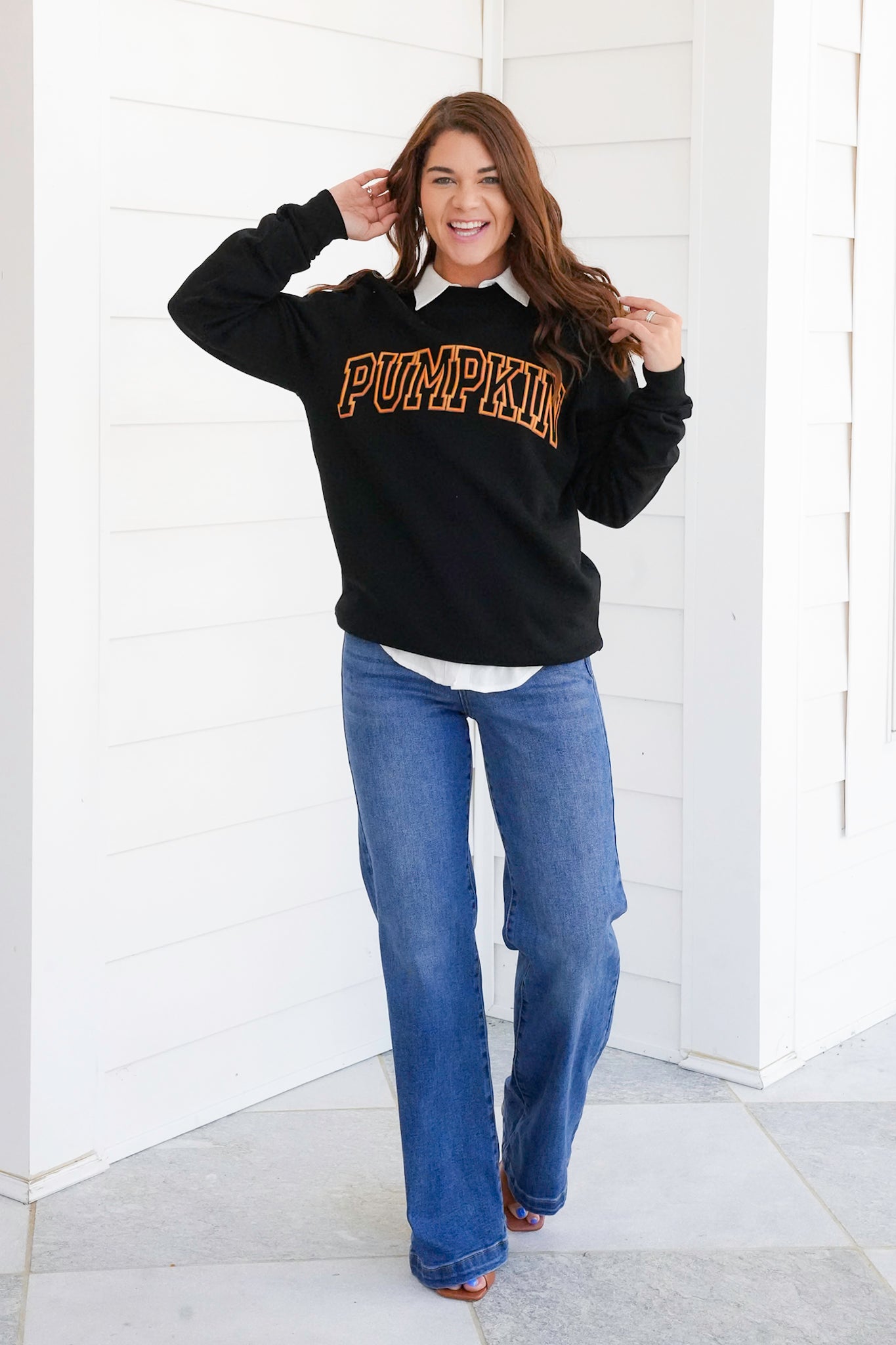 Plus/Reg Long Sleeve "Pumpkin" Graphic Sweatshirt