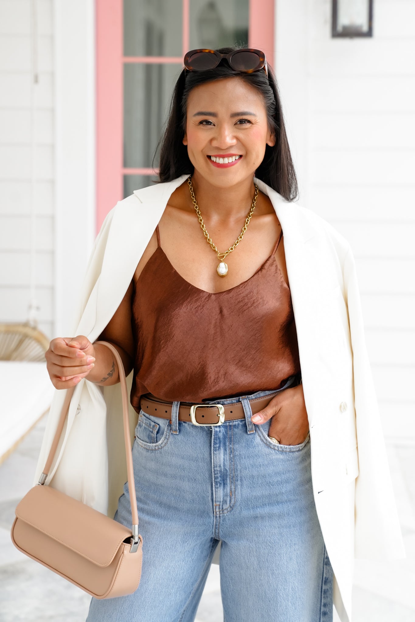 Solid Satin V Neck Camisole Top