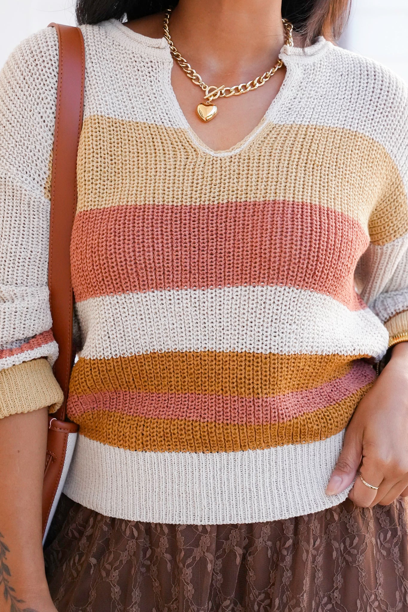 Striped Long Sleeve Knit Sweater