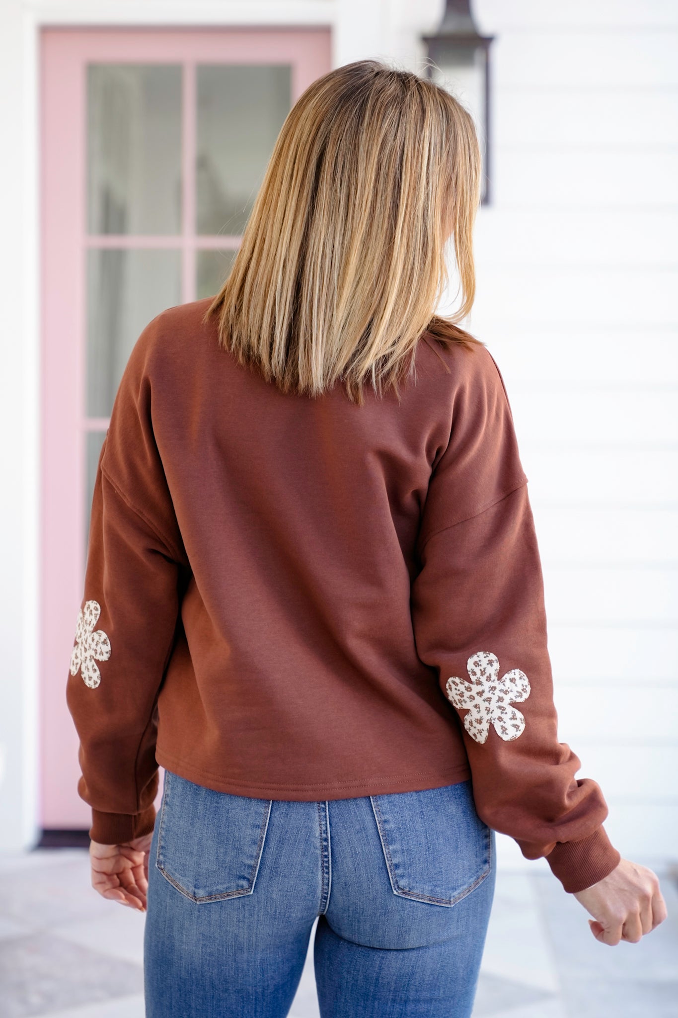 Long Sleeve "Peace Looks Good On Me" Sweatshirt with Elbow Patch