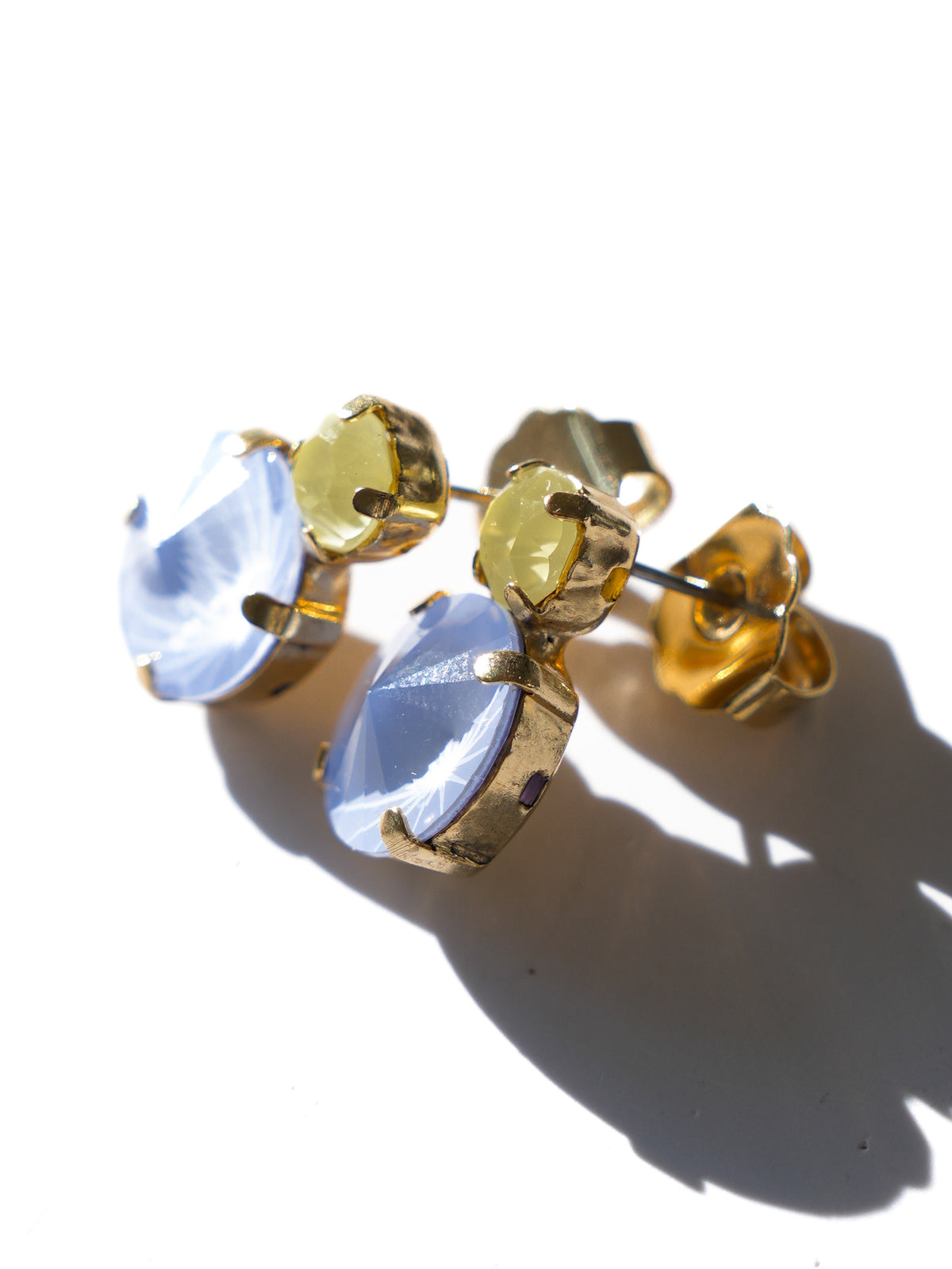 TOVA Baby Maegan Gold Crystal Earrings In Ultra Baby Blue