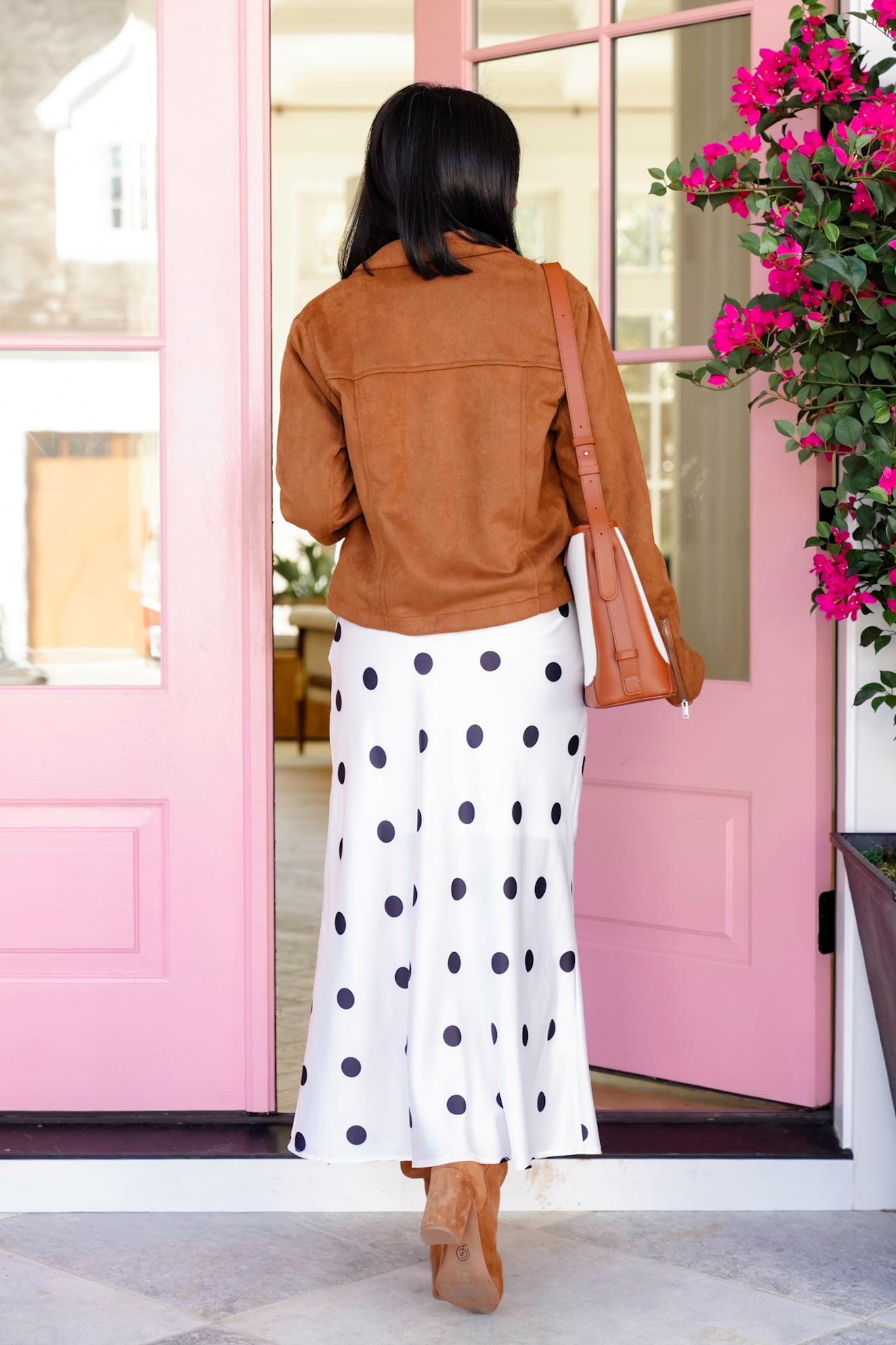 Plus/Reg Satin Polka Dot Midi Skirt