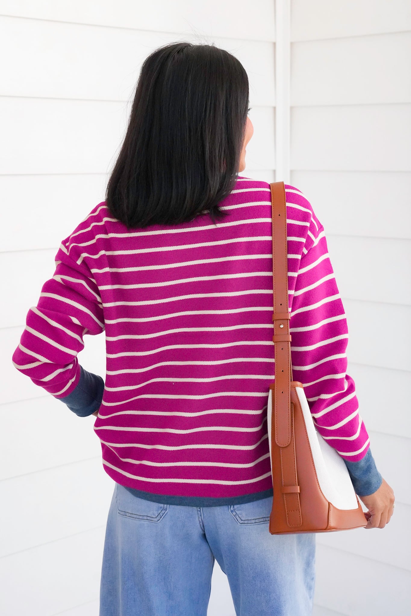 Stripe Long Sleeve Pullover Sweater