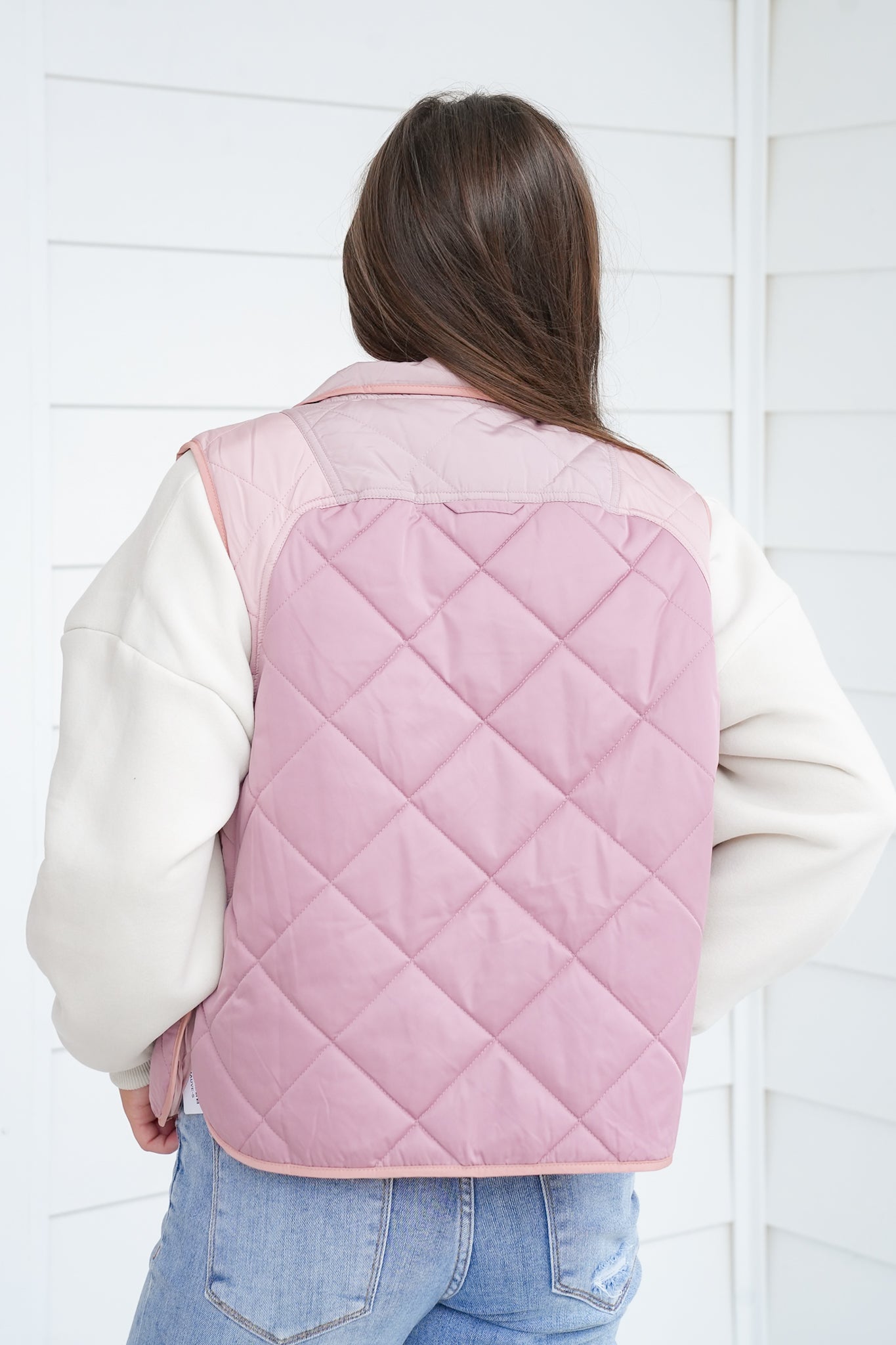 Color Block Sleeveless Button Up Padded Vest