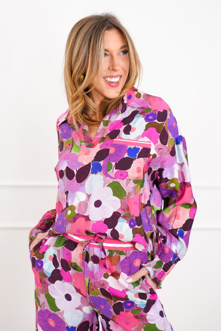 Plus/Reg Floral Print Long Sleeve Top