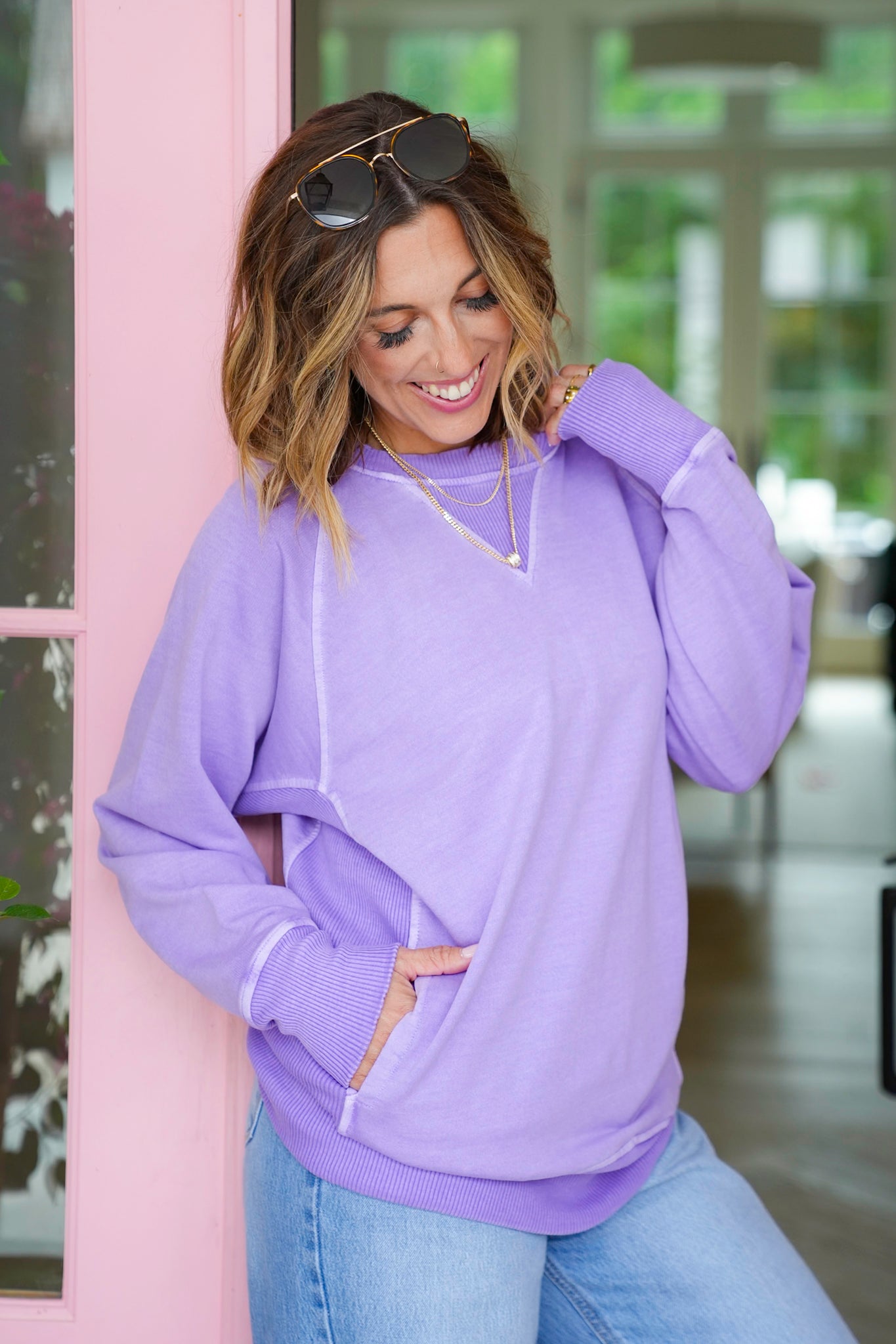 Restock! Door Buster! Plus/Reg Zenana Pigment Dyed French Terry Pullover with Pockets