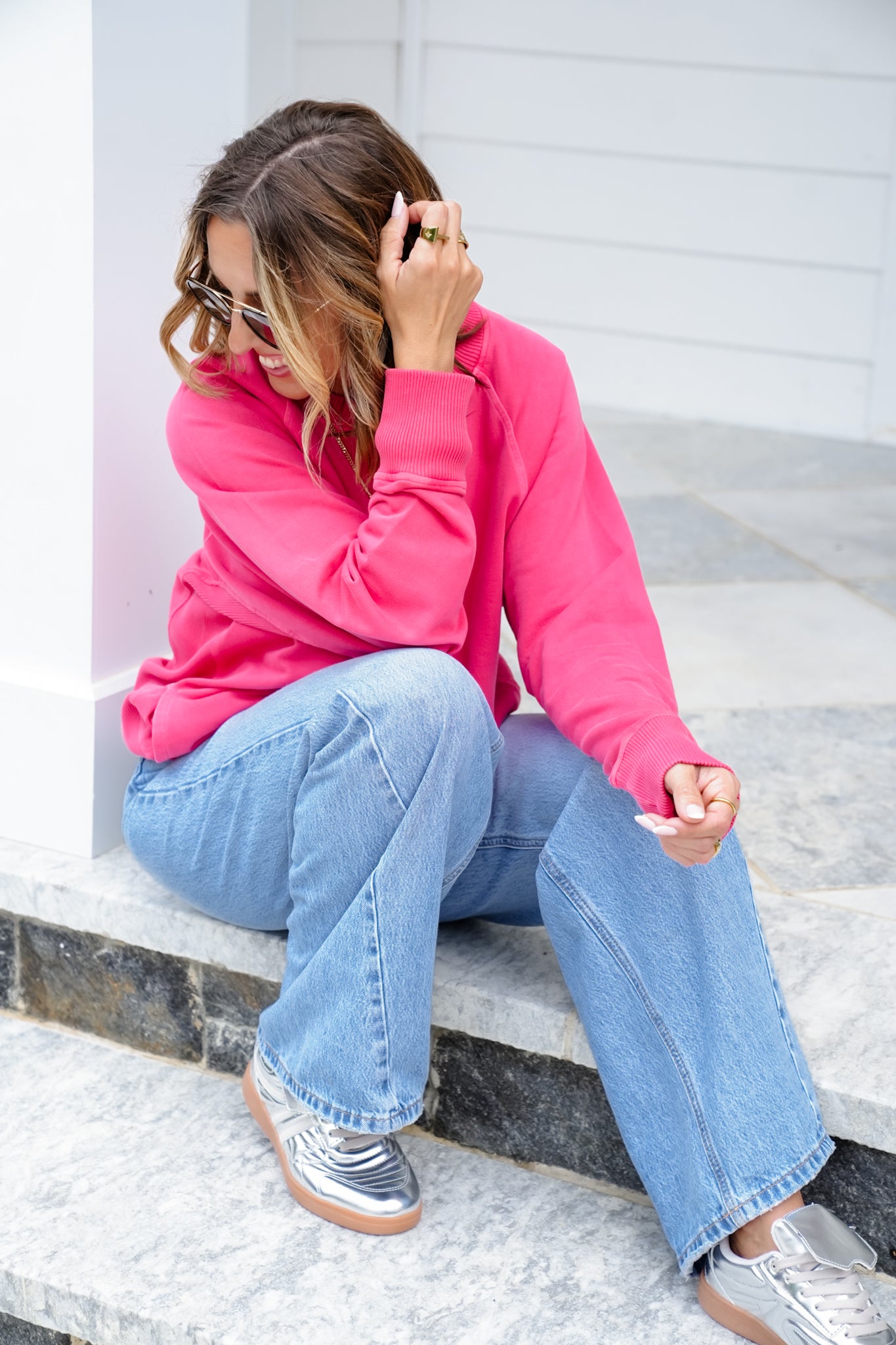 Restock! Door Buster! Plus/Reg Zenana Pigment Dyed French Terry Pullover with Pockets