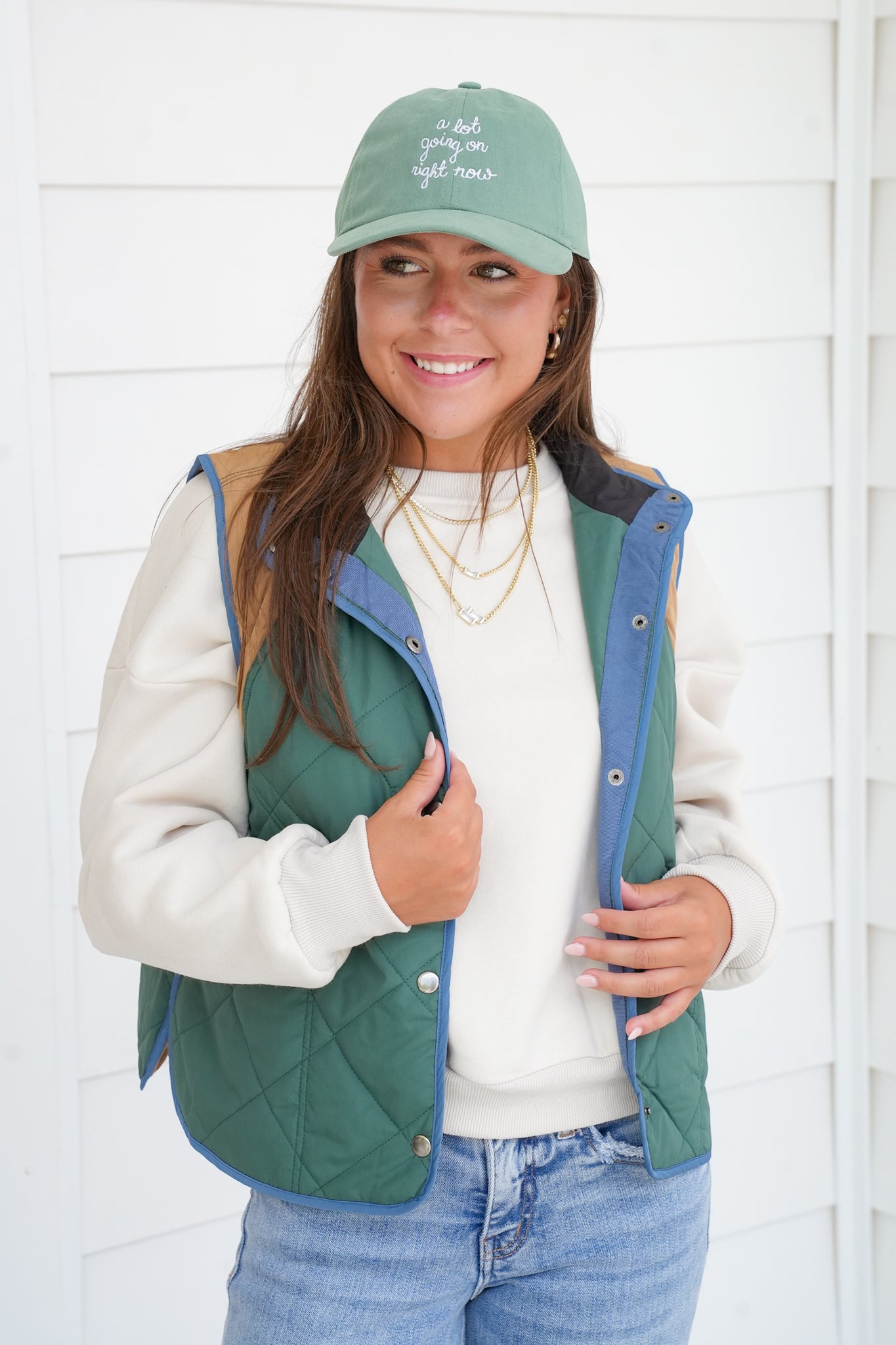 Color Block Sleeveless Button Up Padded Vest