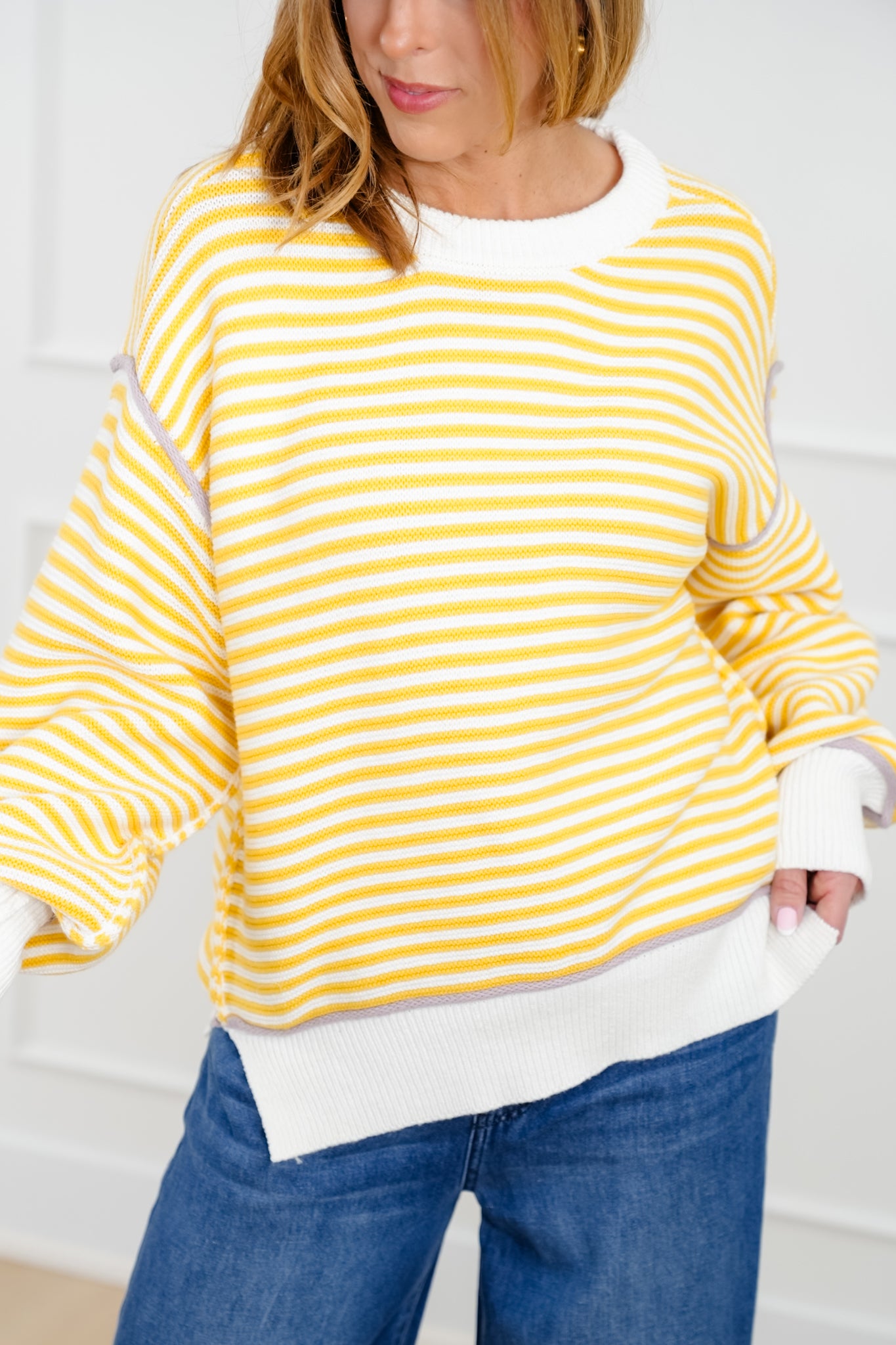 Stripe Long Sleeve Pullover Sweater