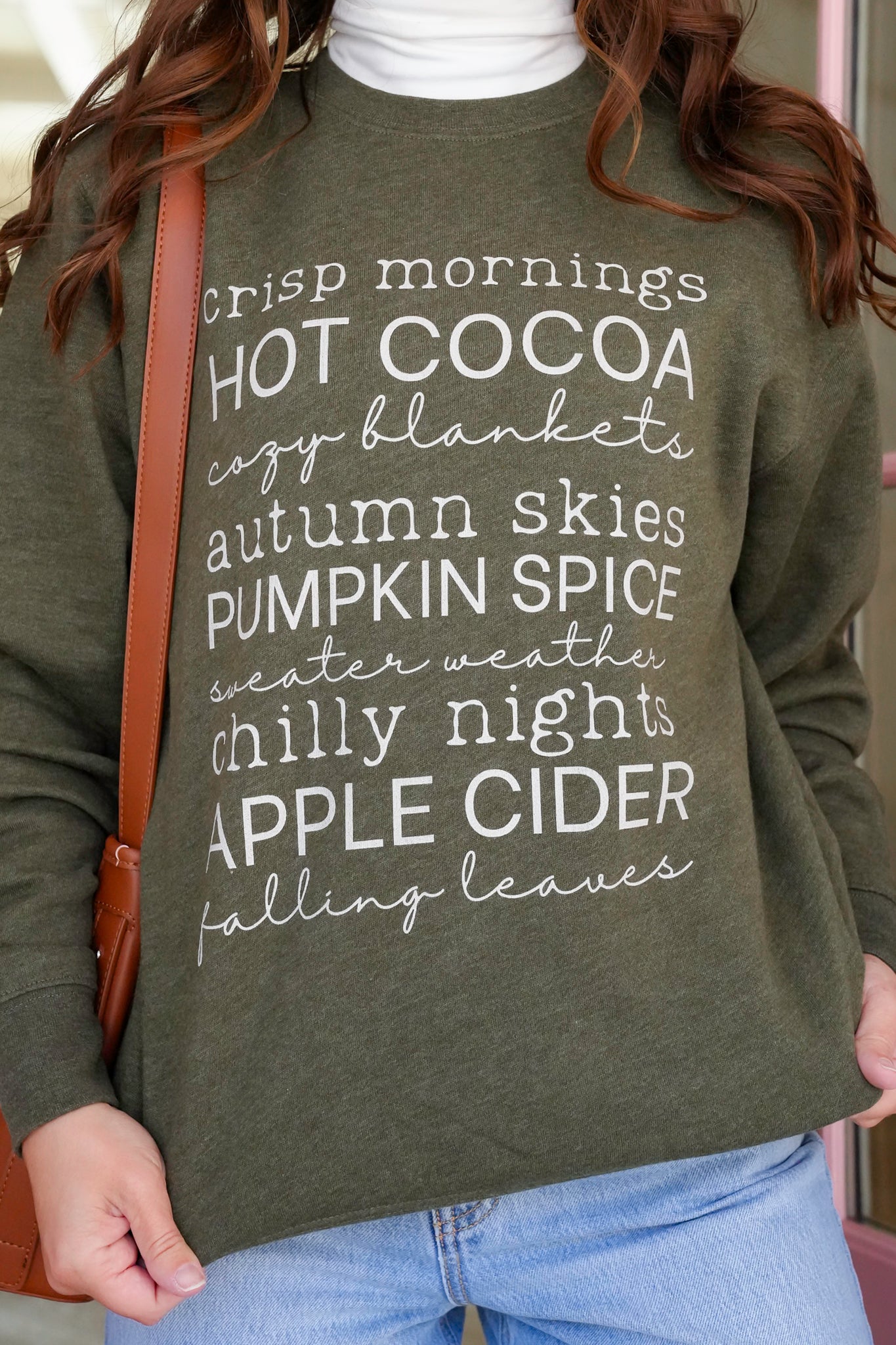 Plus/Reg Long Sleeve "Crisp Mornings" Graphic Sweatshirt