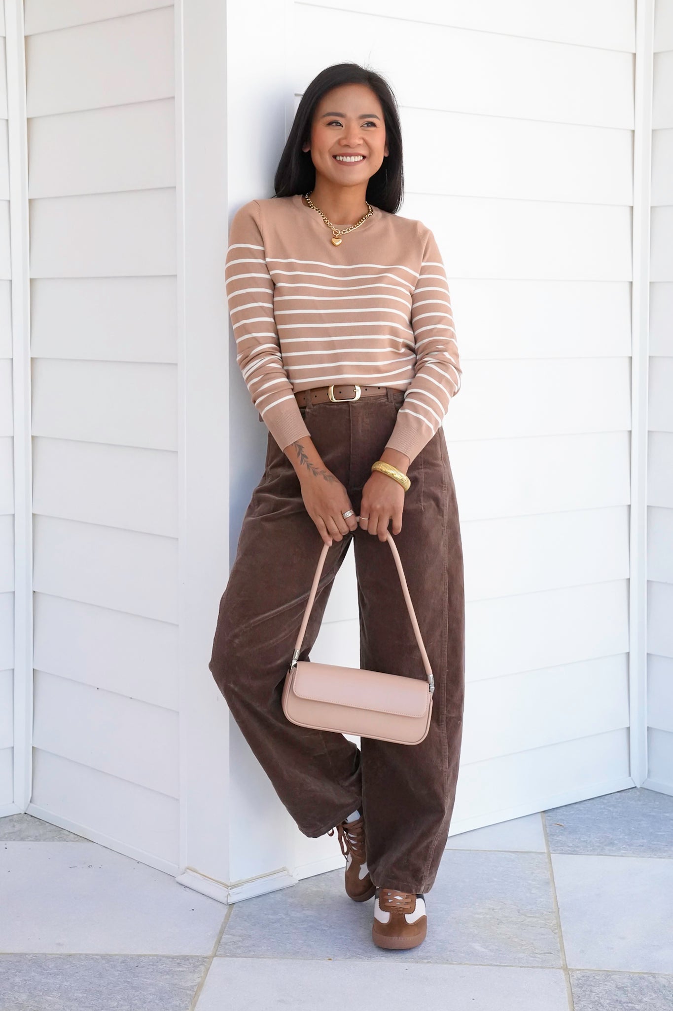 Stripe Long Sleeve Crew Neck Sweater