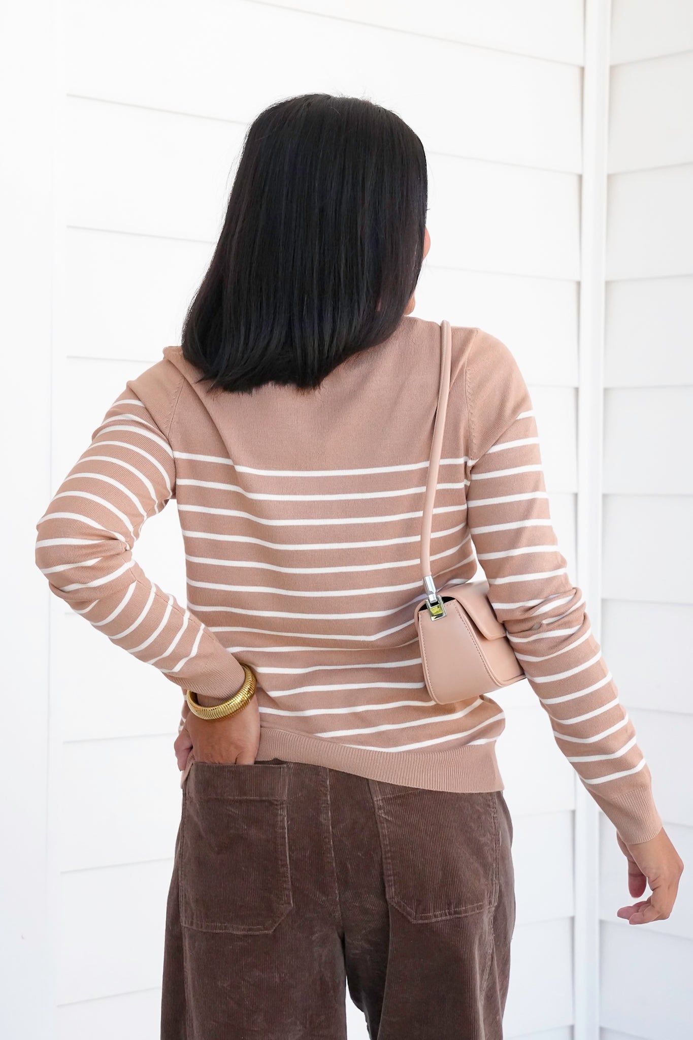 Stripe Long Sleeve Crew Neck Sweater