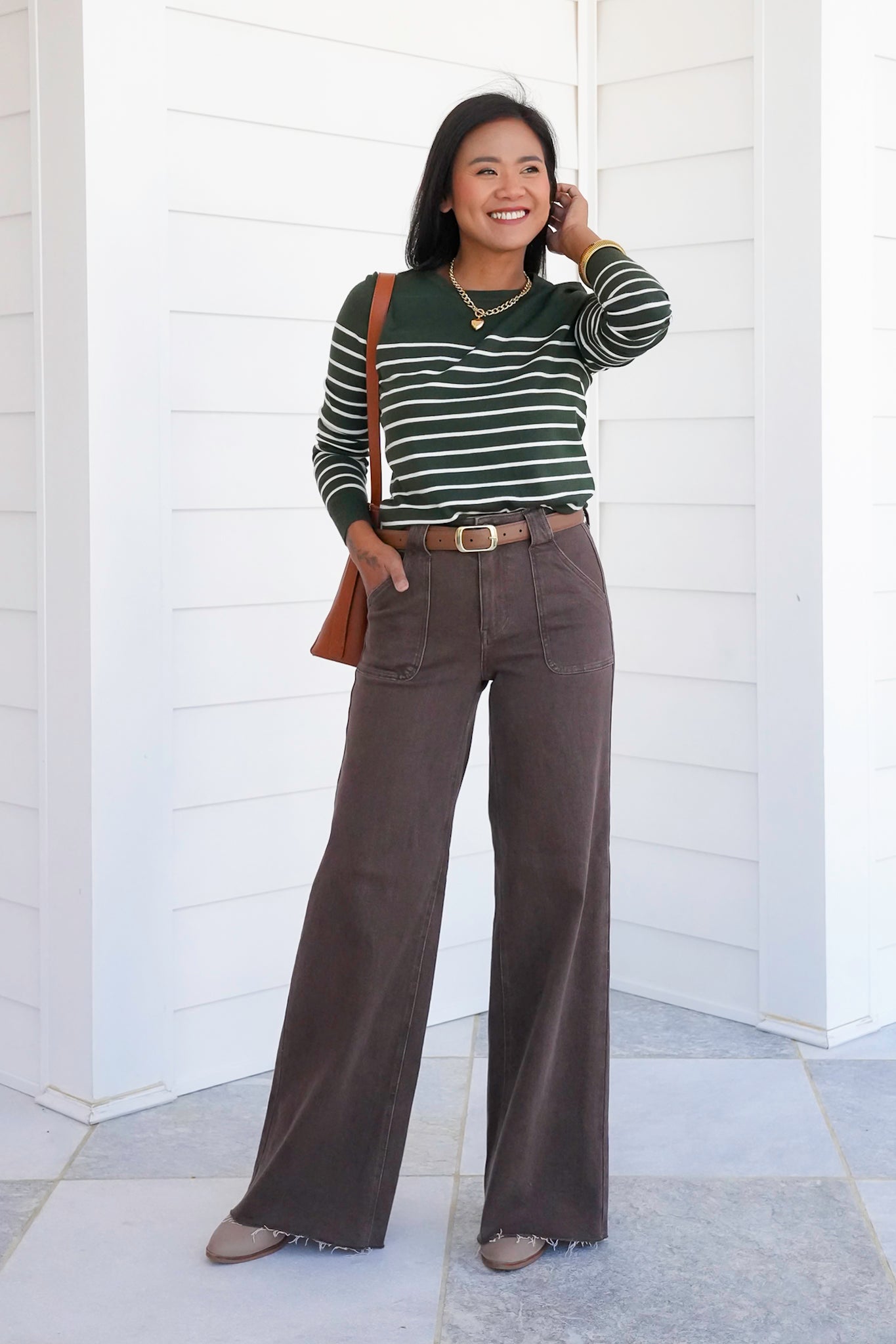 Stripe Long Sleeve Crew Neck Sweater