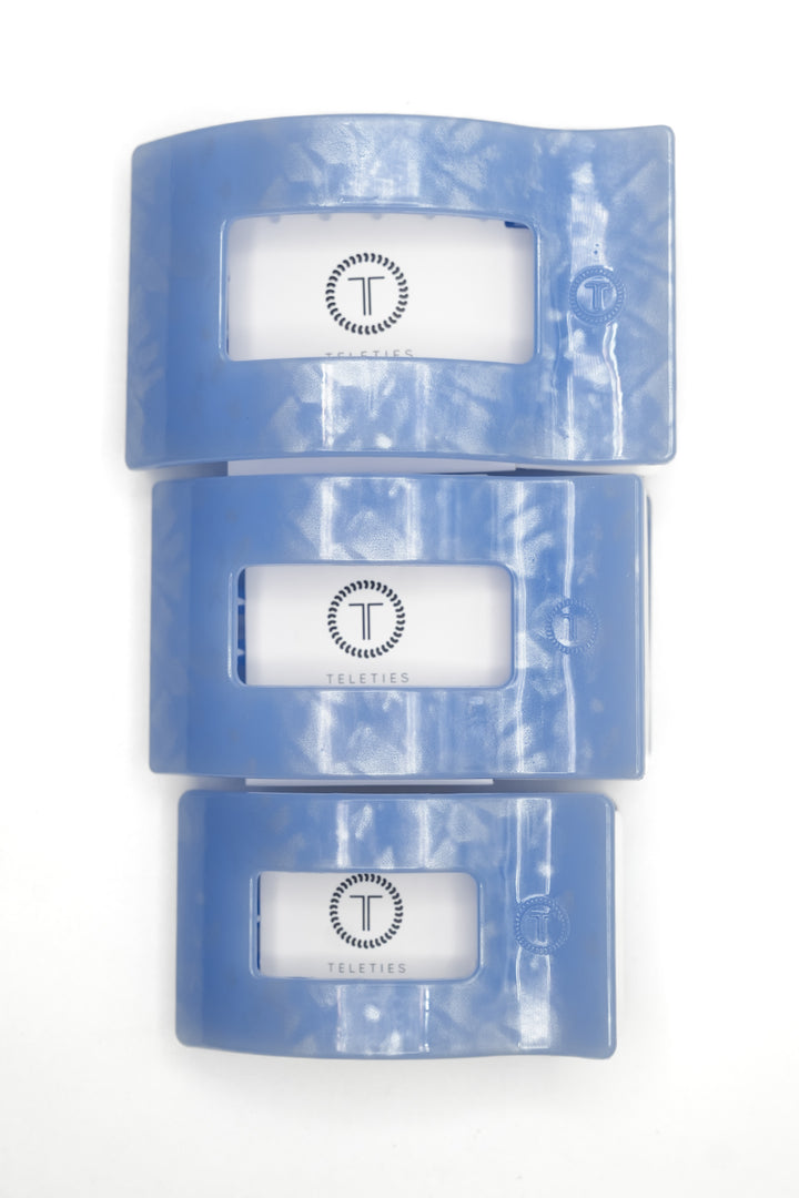 Teleties Flat Rectangle Blue Lagoon Hair Clips