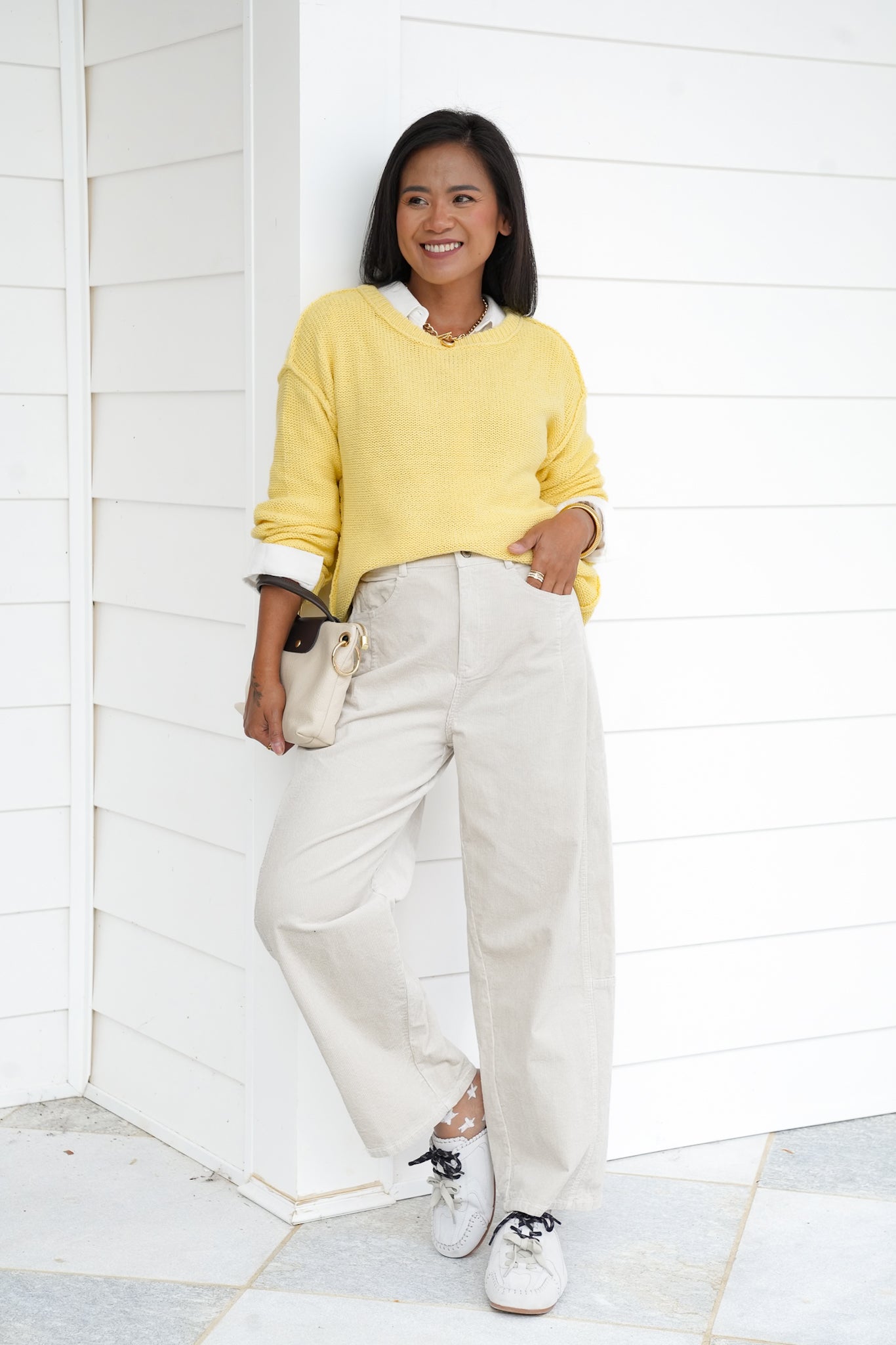 Knit Long Sleeve Pullover Sweater with Reverse Seam Detail