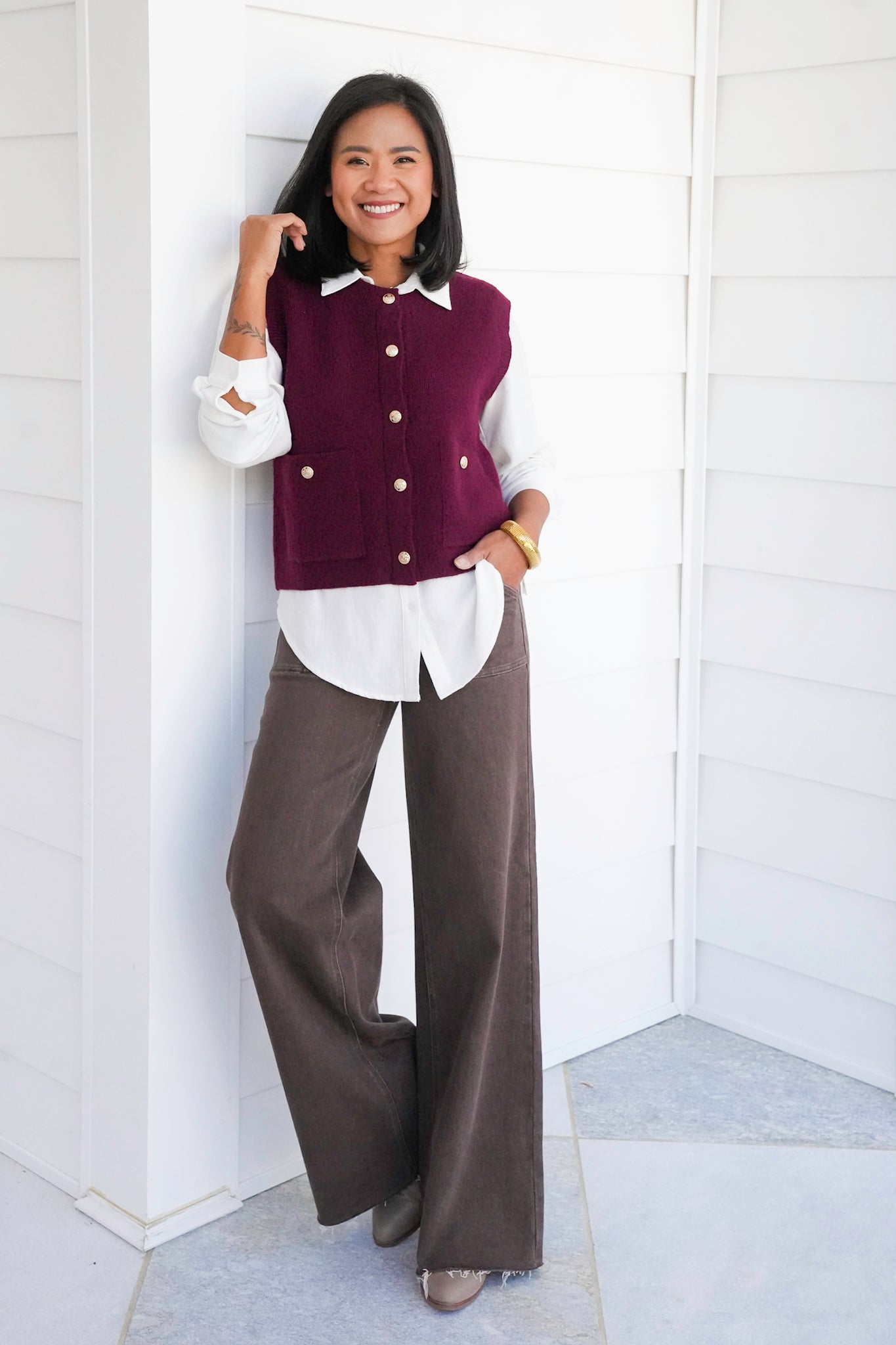 Solid Button Down Sweater Vest
