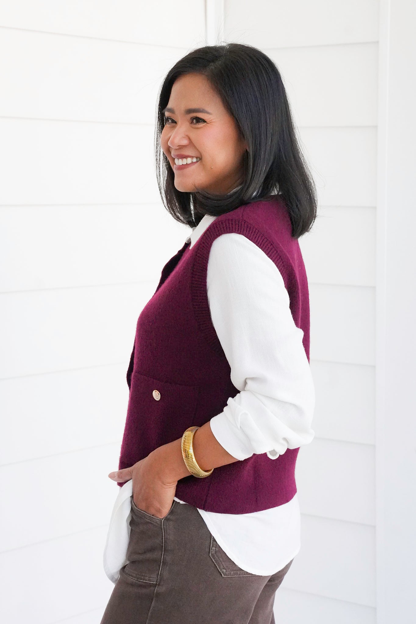 Solid Button Down Sweater Vest