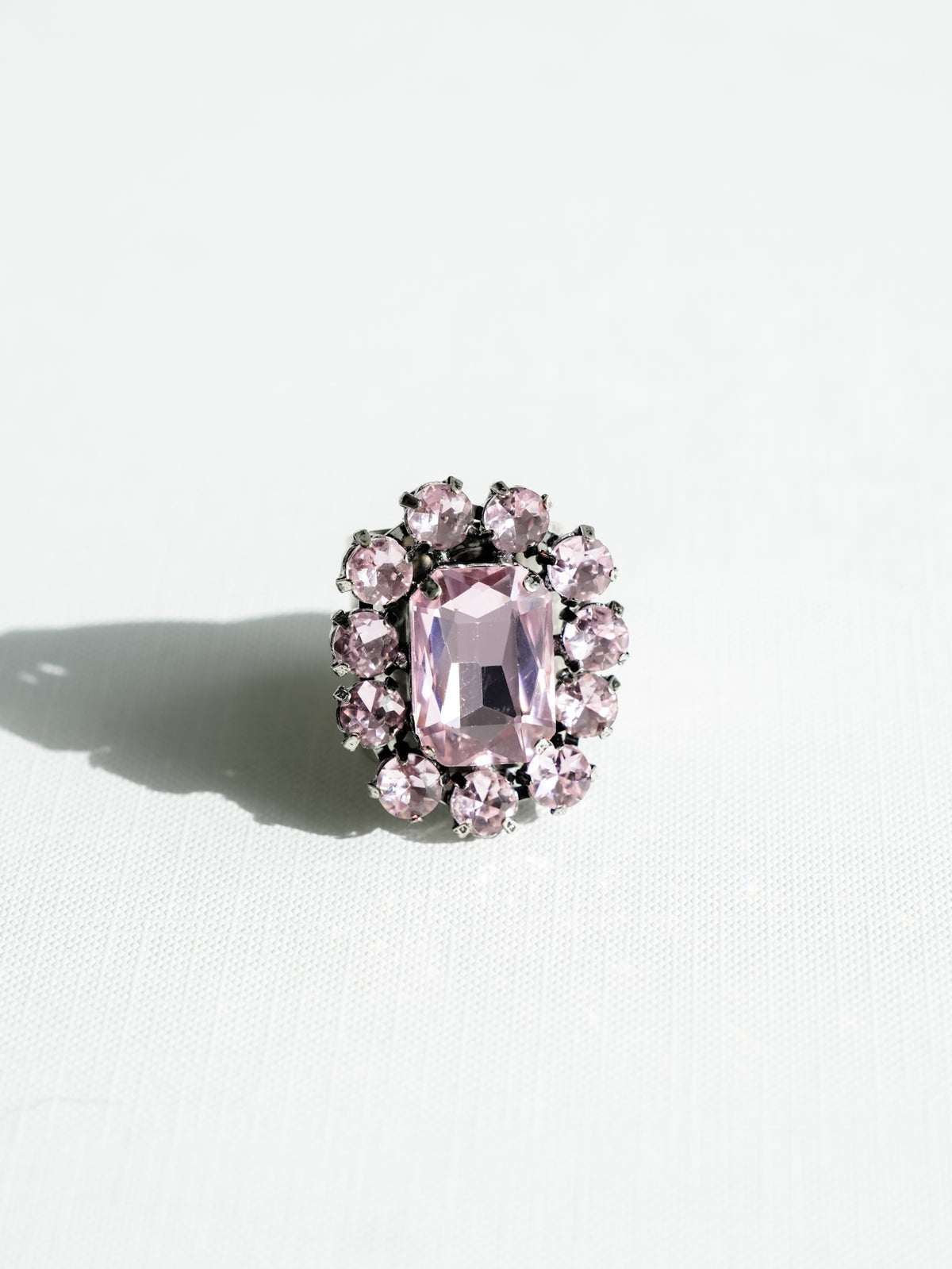 SIENNA Tova Rose Rectangle Crystal Ring In Pale Peony