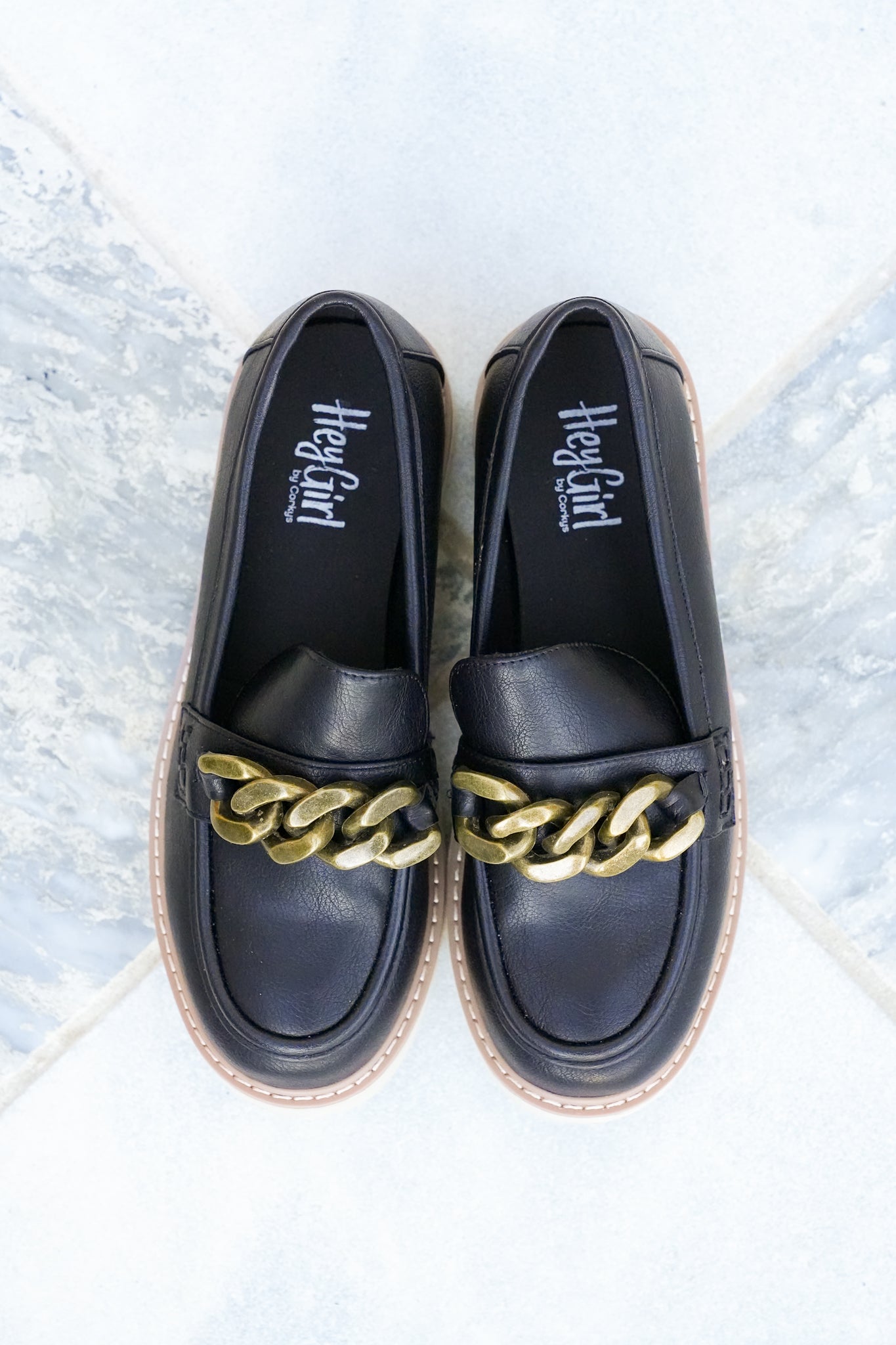 Corky's "Not Literally" Vegan Leather Loafer with Chunky Gold Chain
