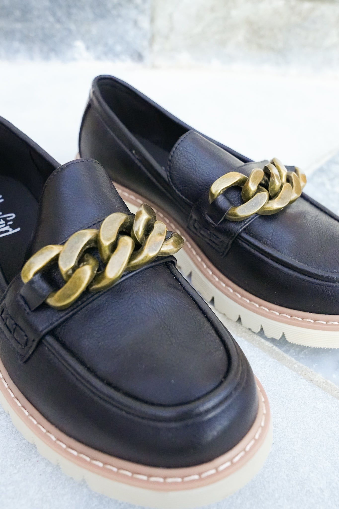 Corky's "Not Literally" Vegan Leather Loafer with Chunky Gold Chain
